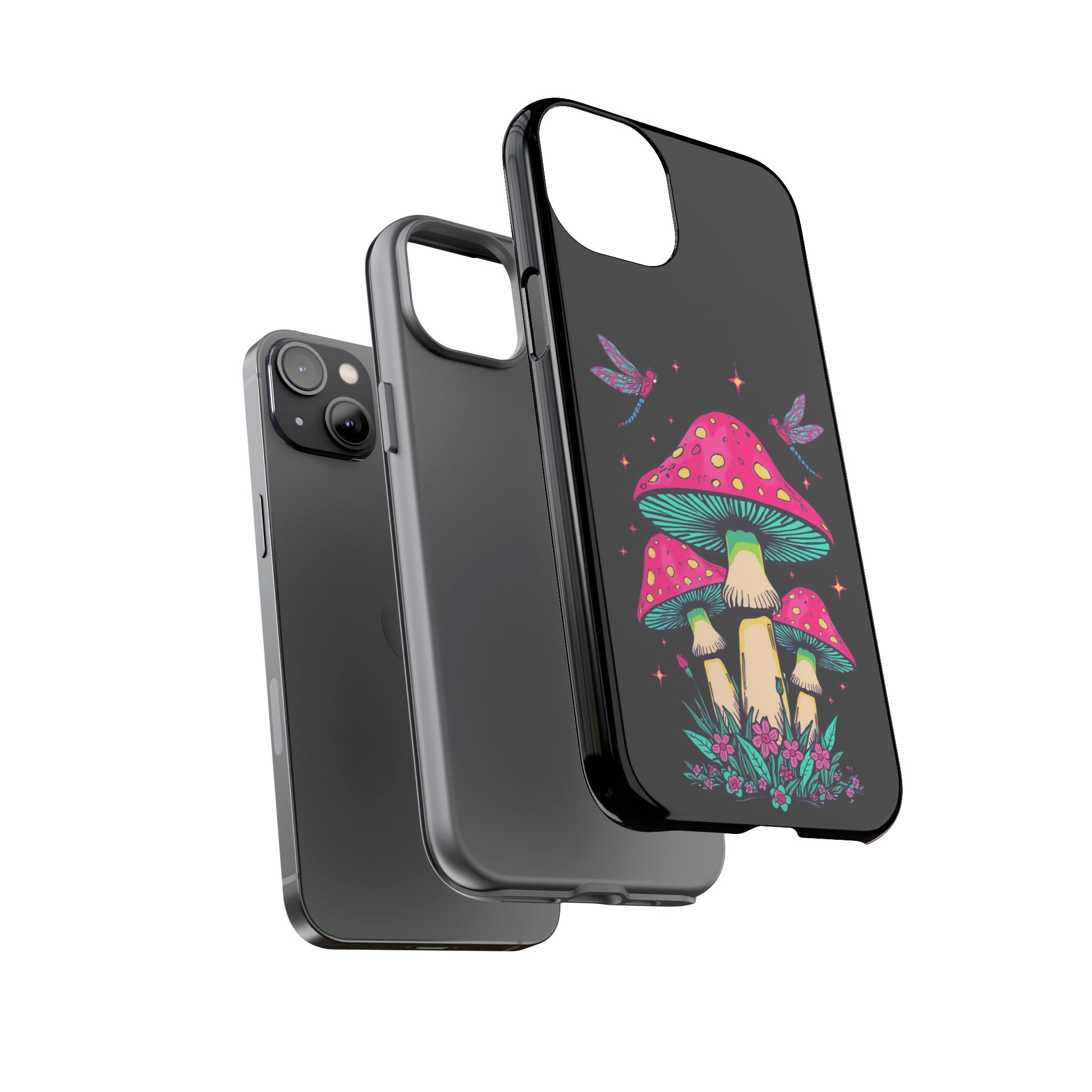 Phone Cases | Colorful Mushroom and Dragonfly Print Tough Case