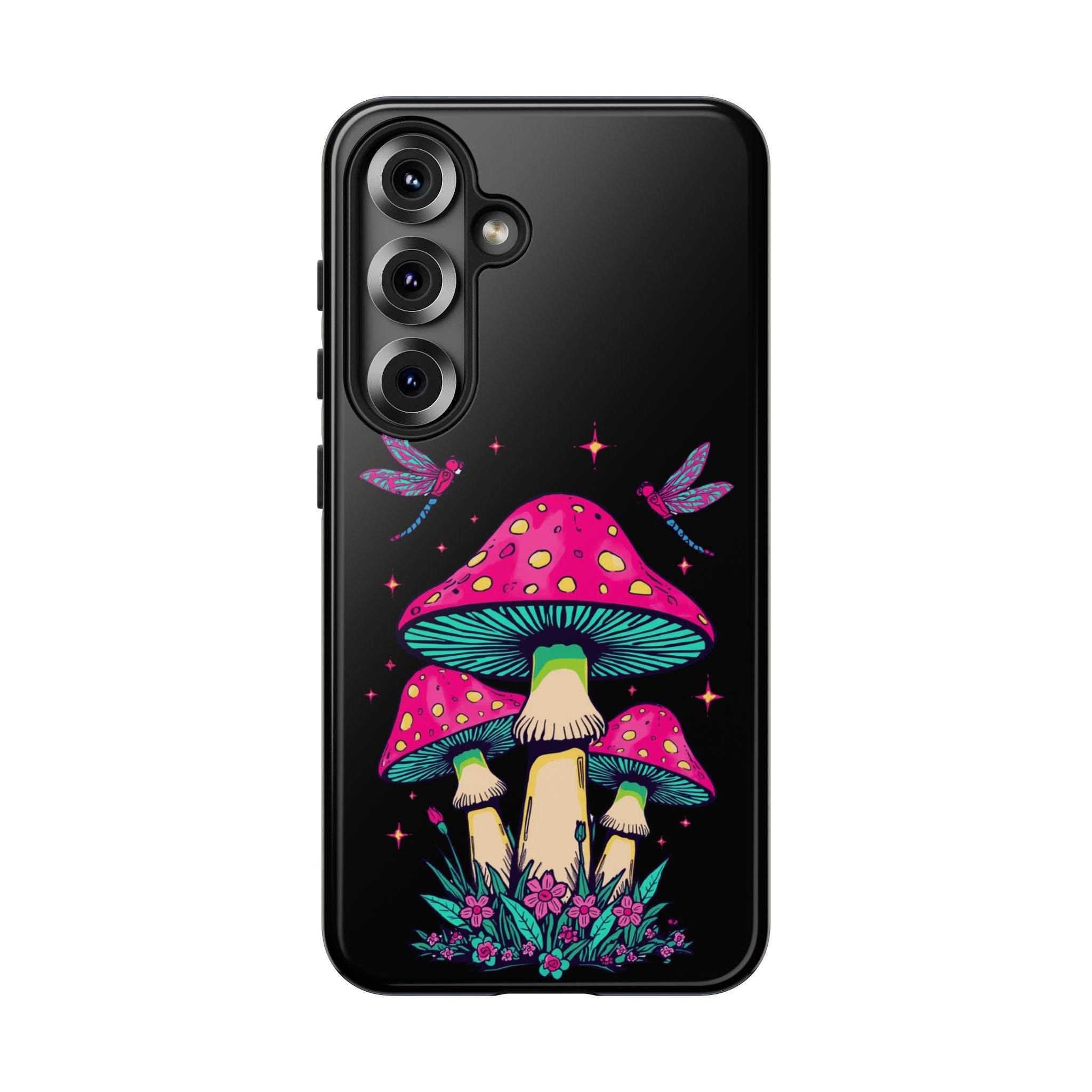 Phone Cases | Colorful Mushroom and Dragonfly Print Tough Case