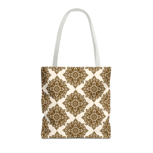 Boho Gold Medallion Pattern Tote Bag
