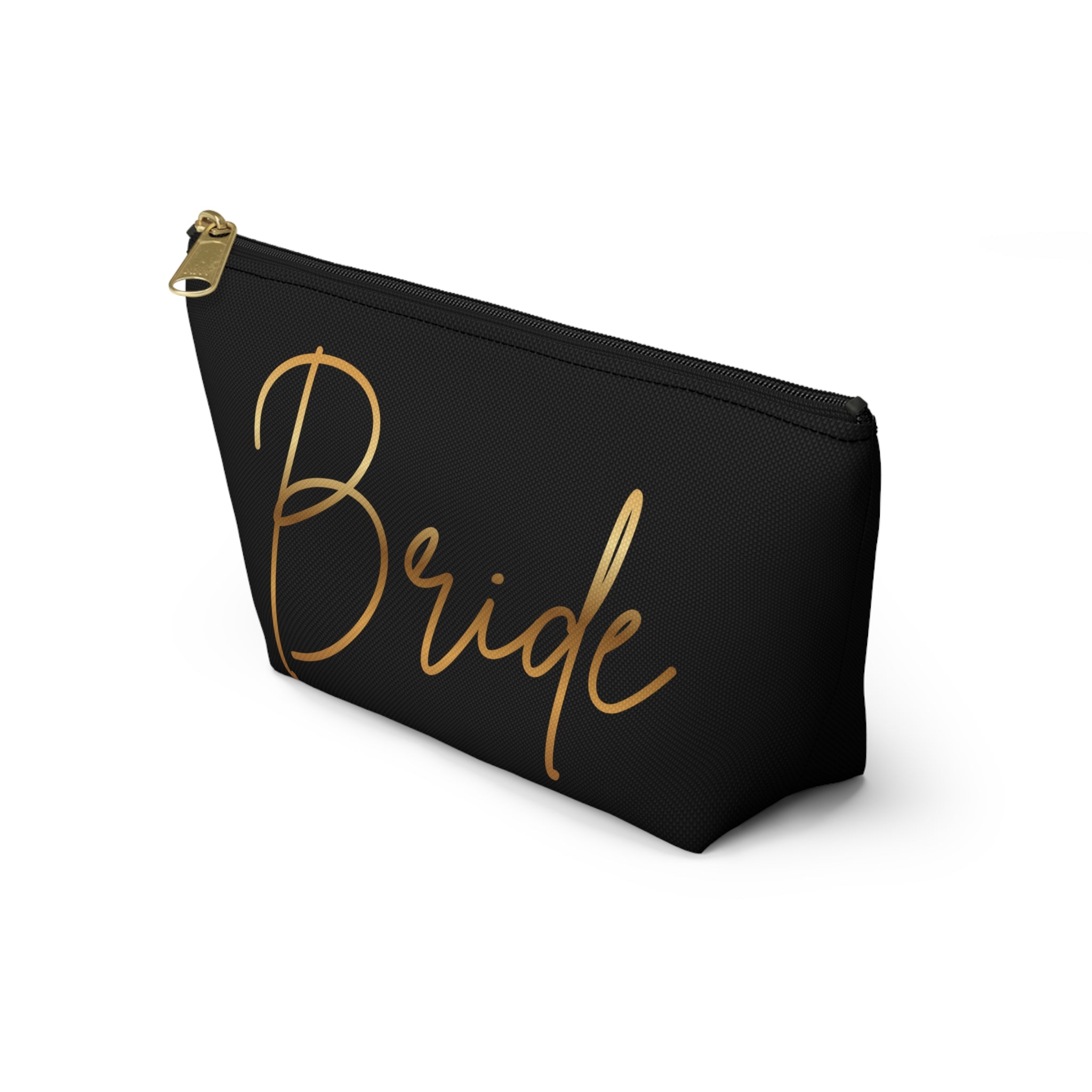 T Bottom Accessory Pouch | Bride in Gold Script Cosmetic Bag