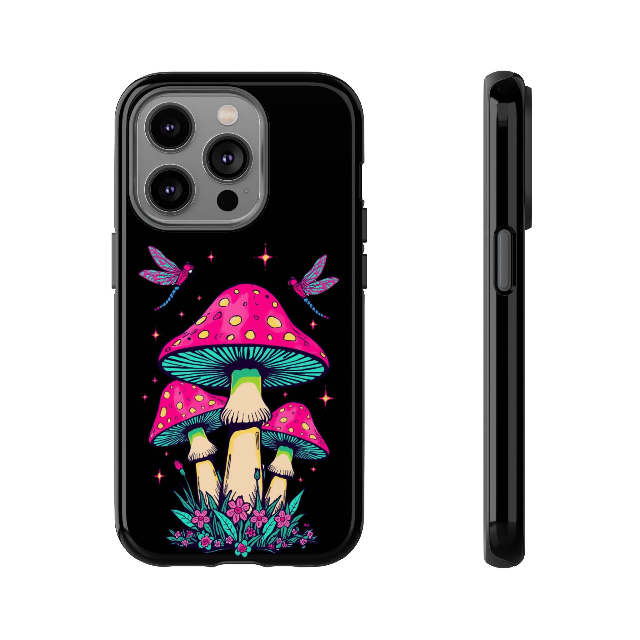 Phone Cases | Colorful Mushroom and Dragonfly Print Tough Case