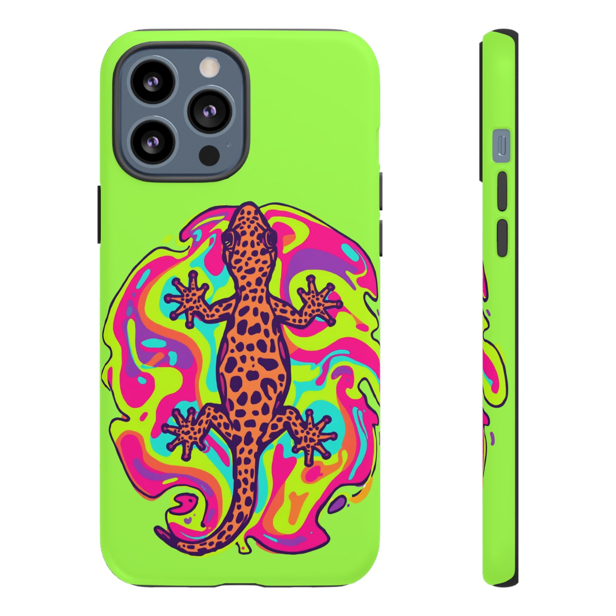 Phone Cases | Neon Leopard Gecko Swirl Phone Case