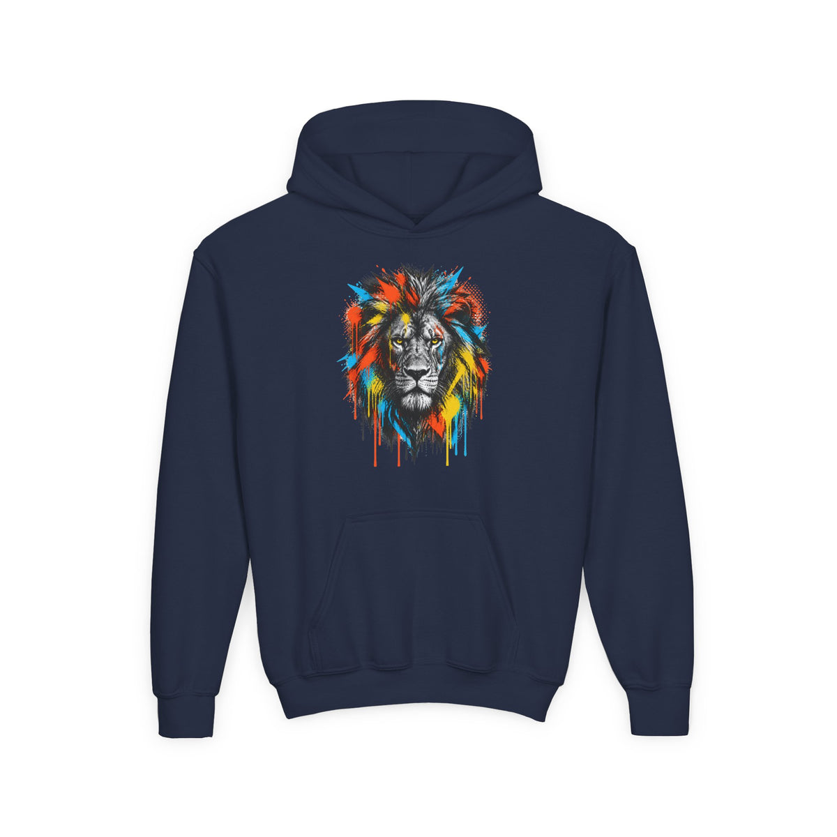 Lion Spirit Paint Drips Youth Hoodie