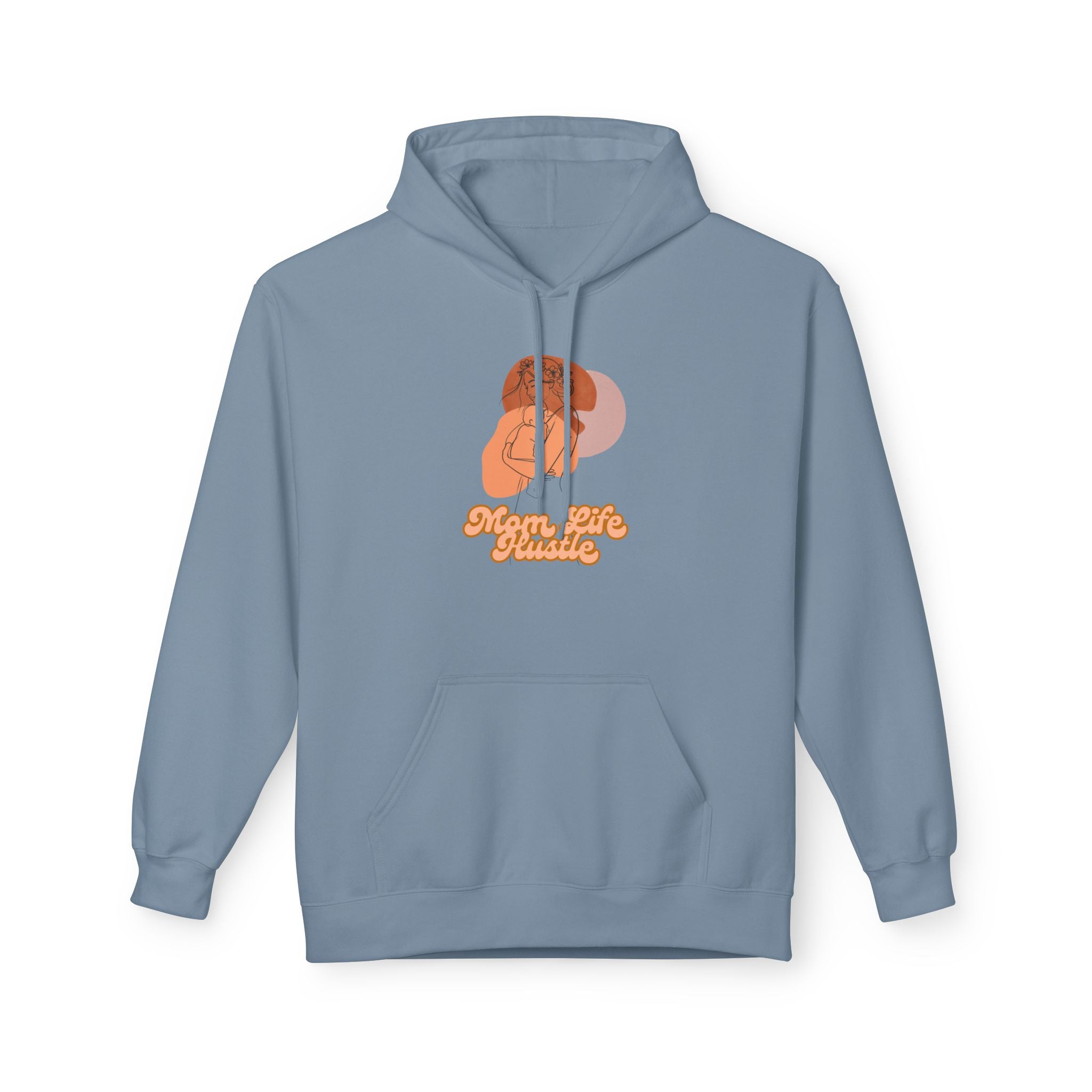 'Mom Life Hustle' Retro Hoodie | Delicate Line Illustration of a Mother & Baby