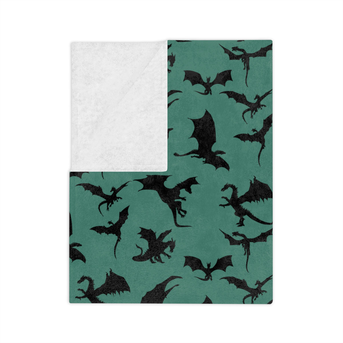 Deep Evergreen Dragons Velveteen Microfiber Throw