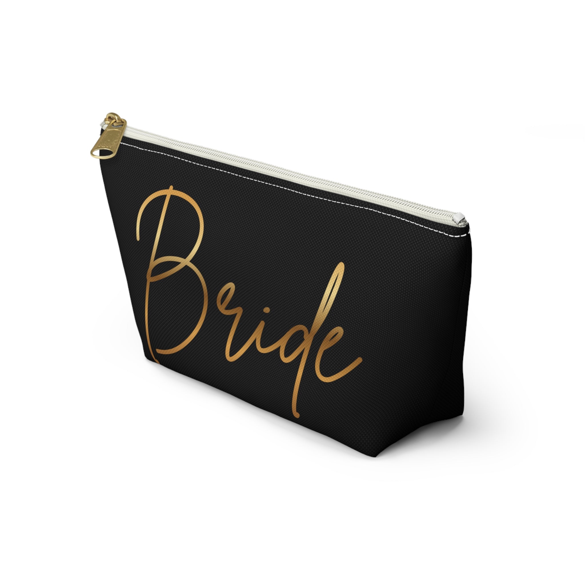 T Bottom Accessory Pouch | Bride in Gold Script Cosmetic Bag
