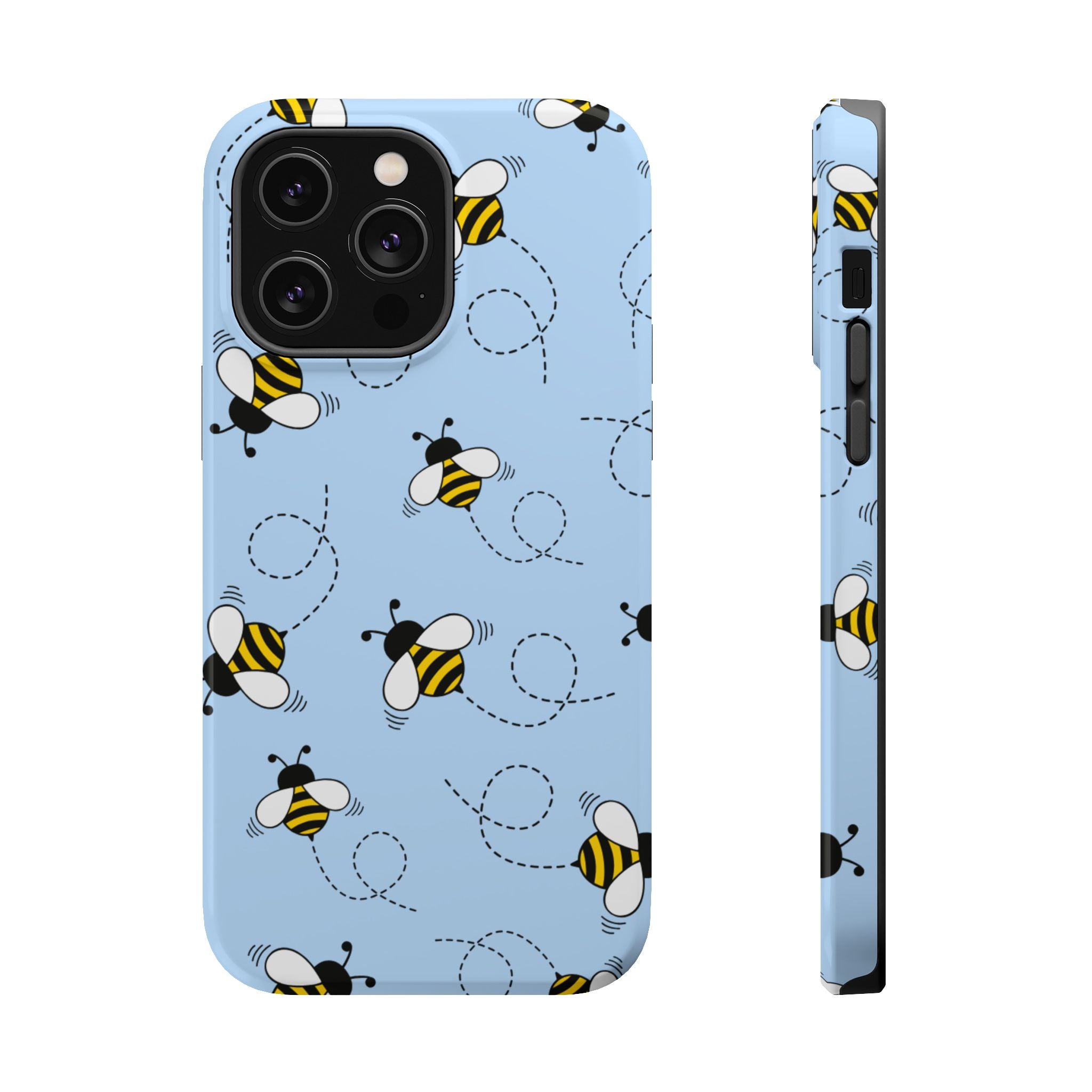 Phone Case | Sky Blue Bee Pattern Magnetic Impact-Resistant Phone Case