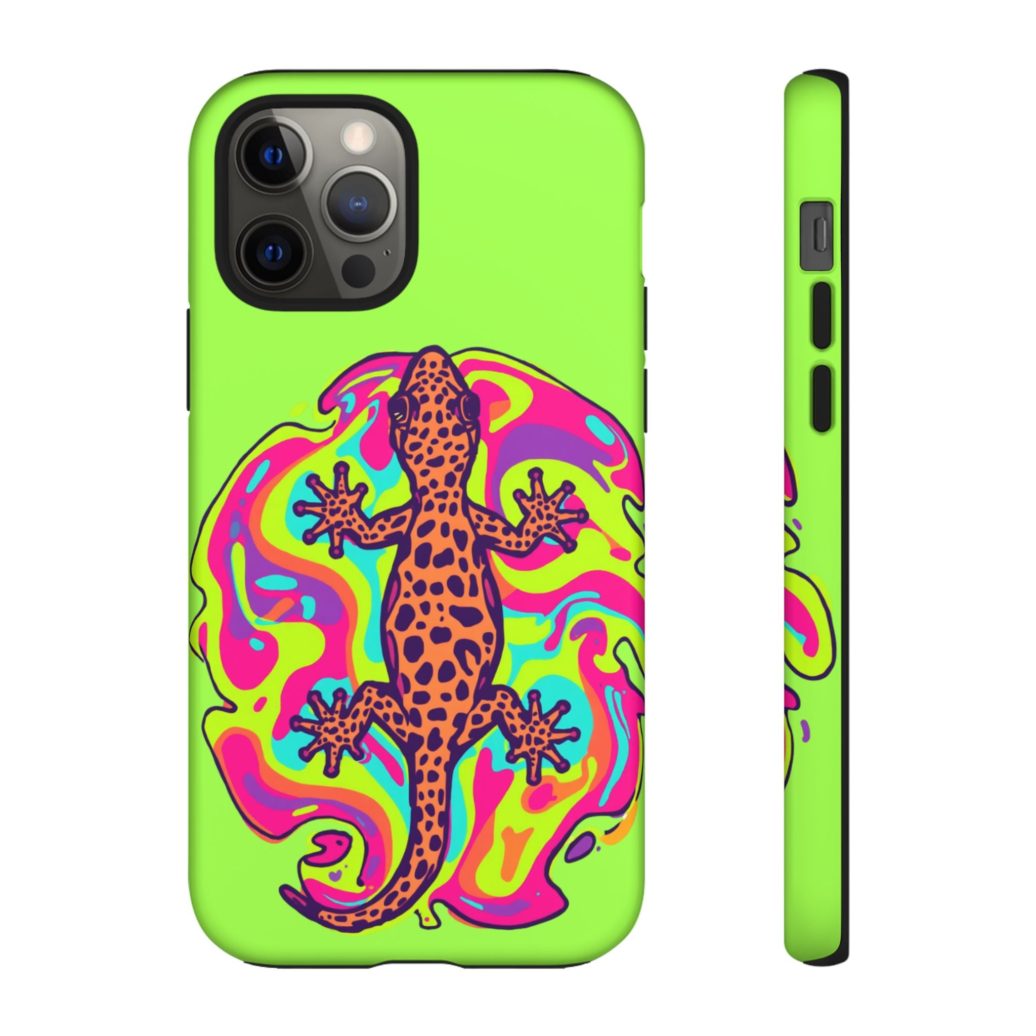 Phone Cases | Neon Leopard Gecko Swirl Phone Case