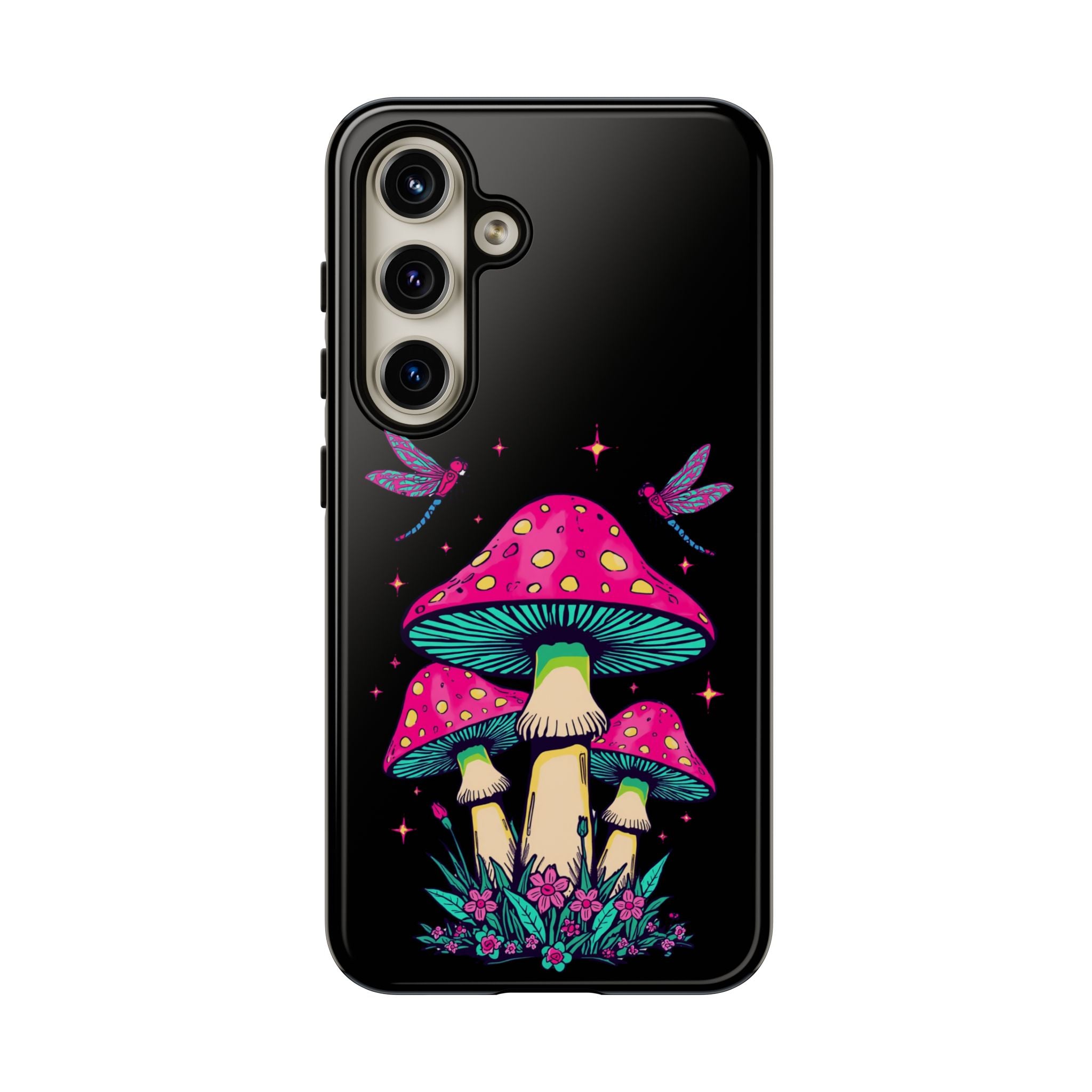 Phone Cases | Colorful Mushroom and Dragonfly Print Tough Case