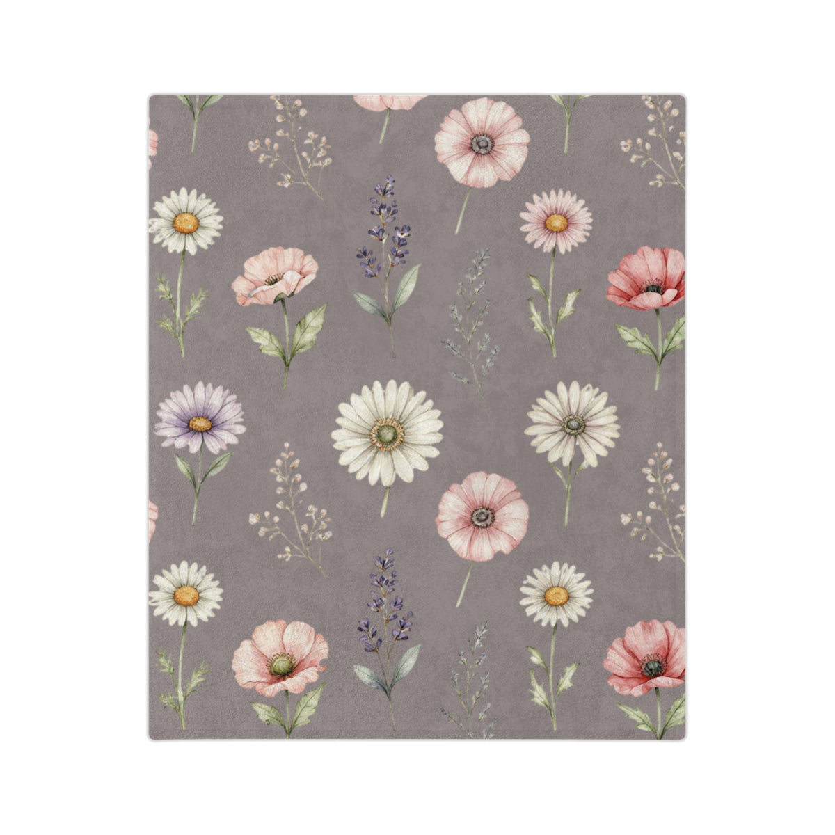 Wildflowers on Mauve Microfiber Throw