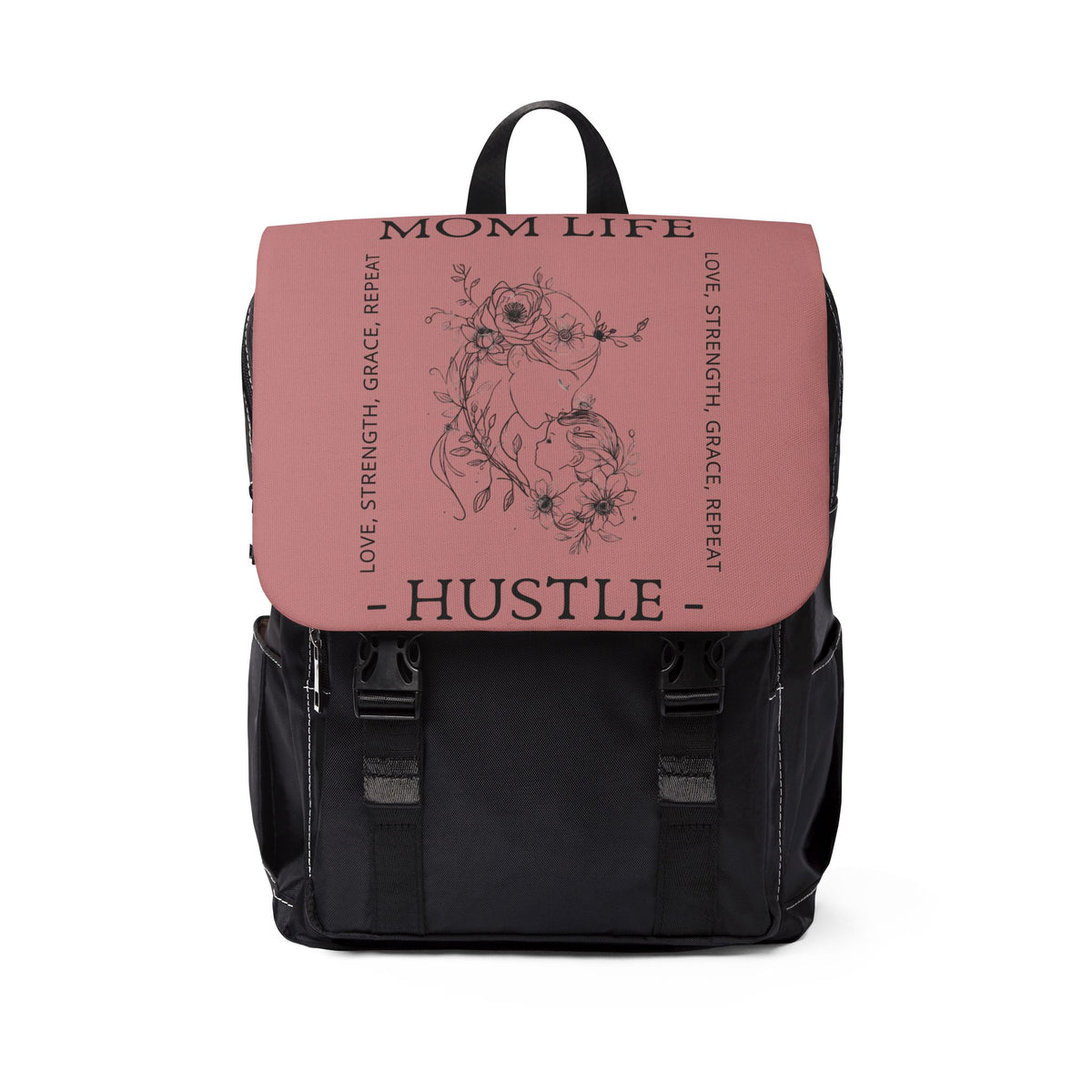 Dusky Rose Mom Life Hustle Canvas Backpack