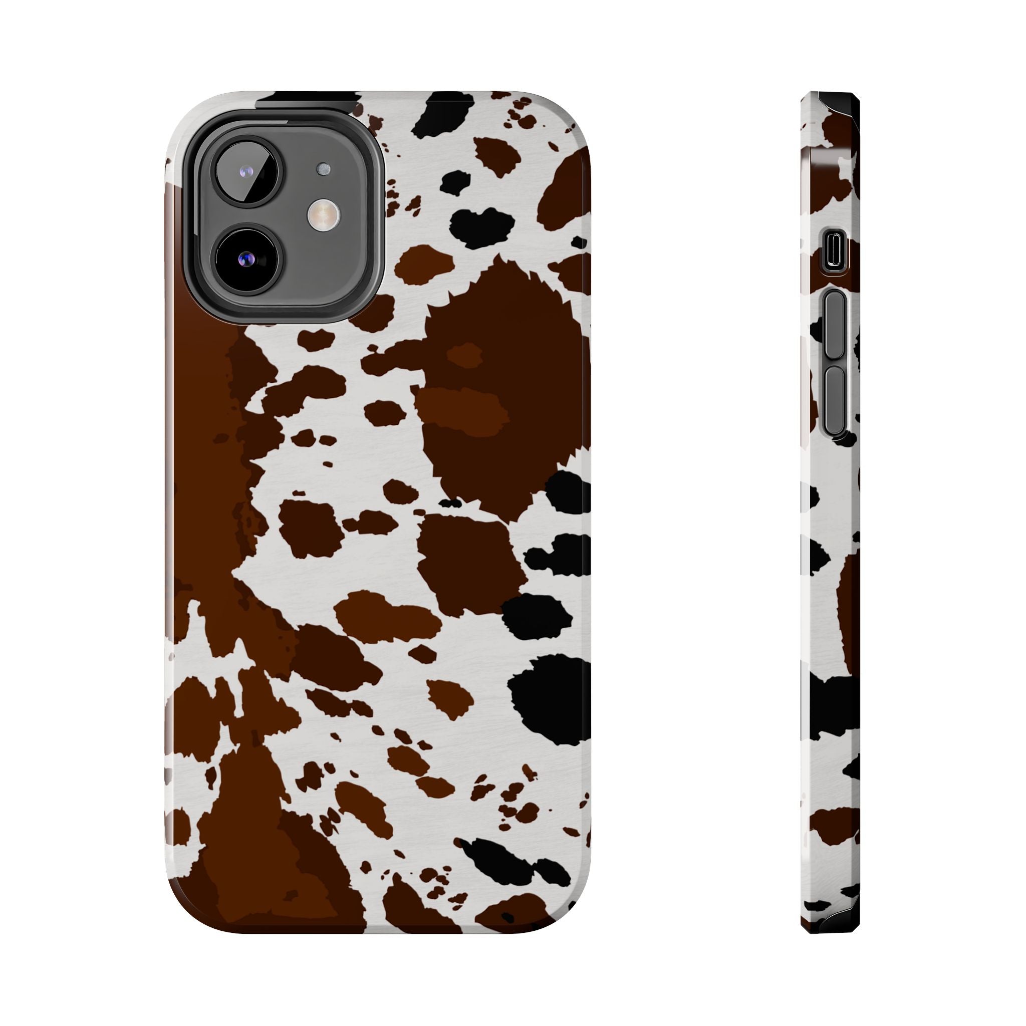Phone Case | Brown & White Cowhide Pattern Tough Protective Cover