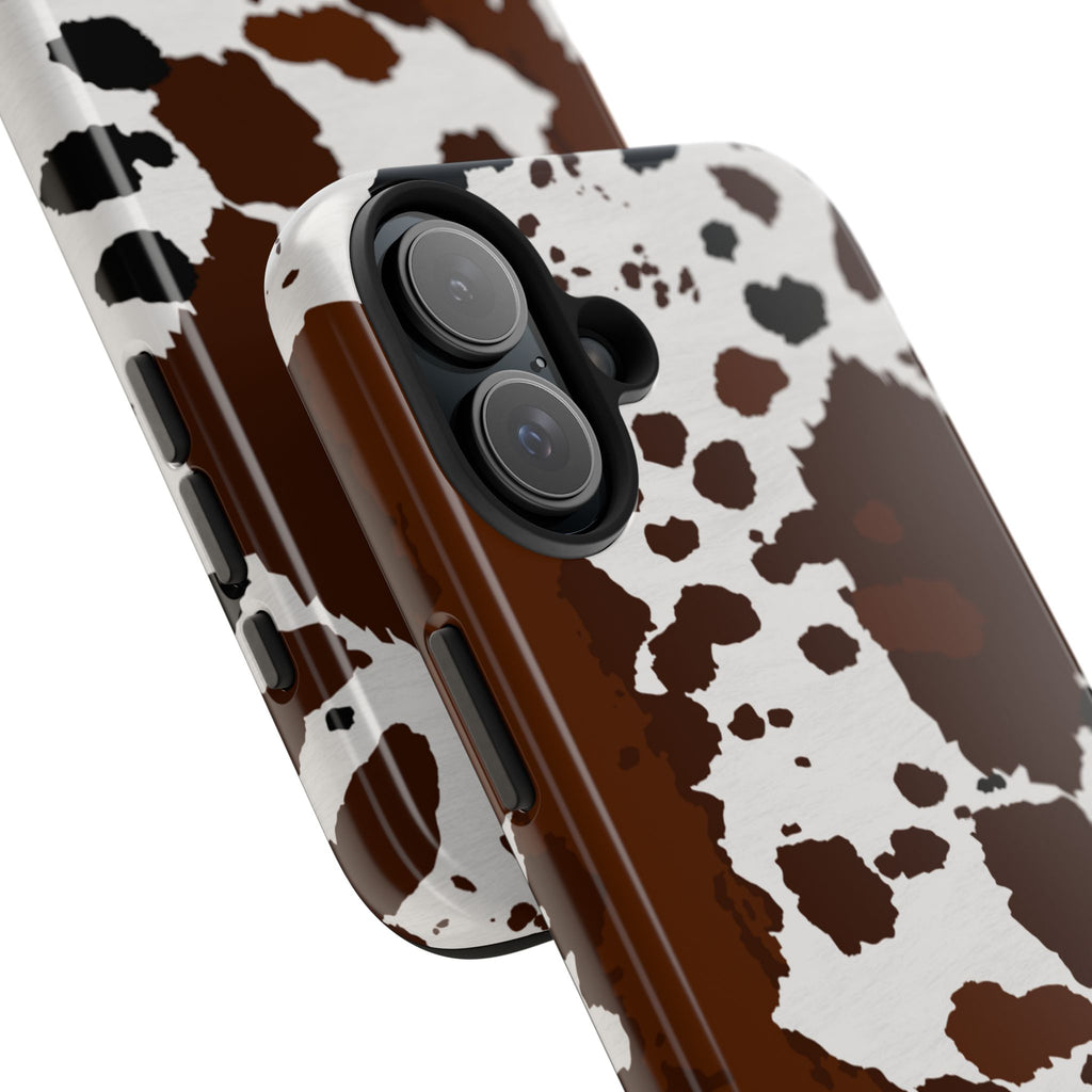 Phone Case | Brown & White Cowhide Pattern Tough Protective Cover