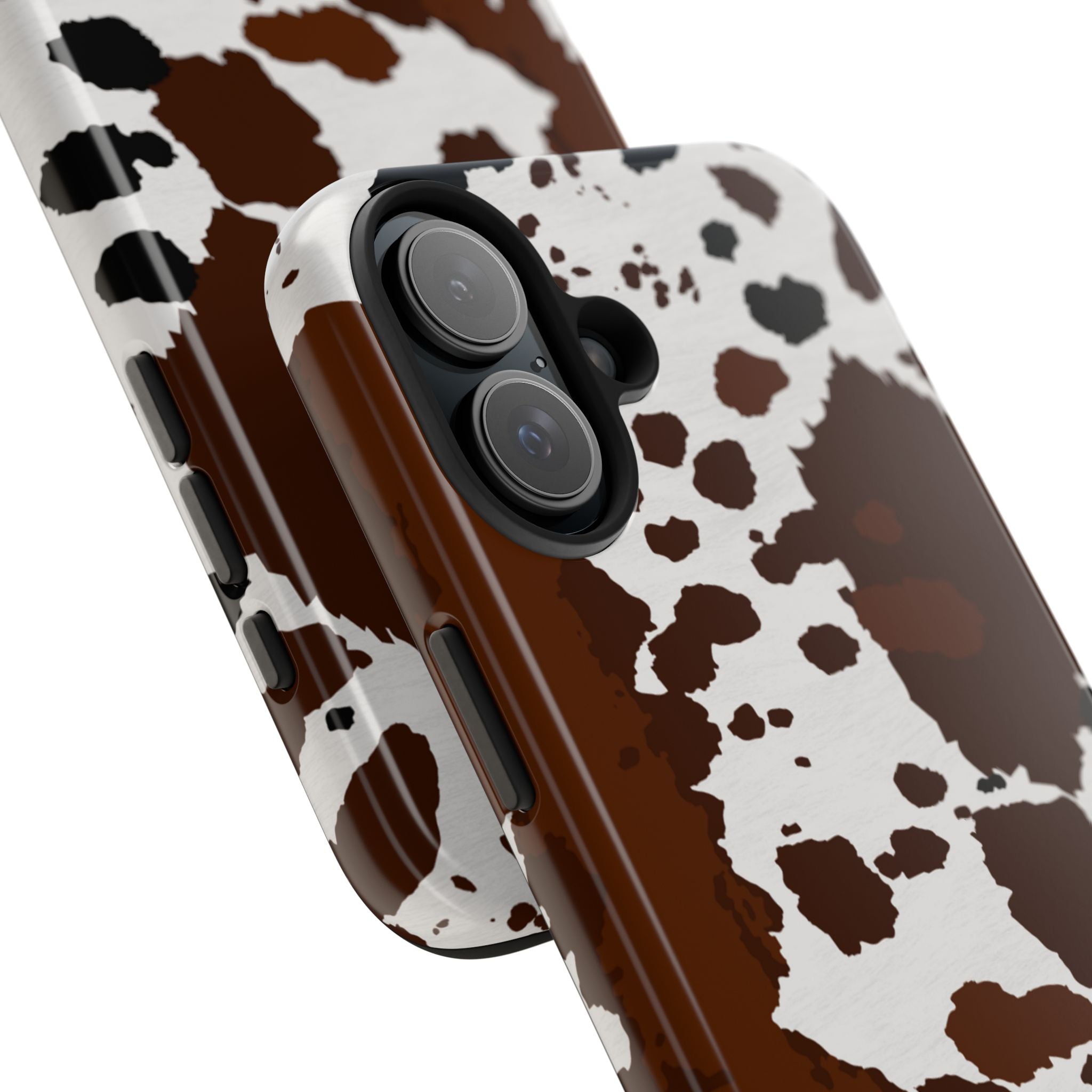 Phone Case | Brown & White Cowhide Pattern Tough Protective Cover