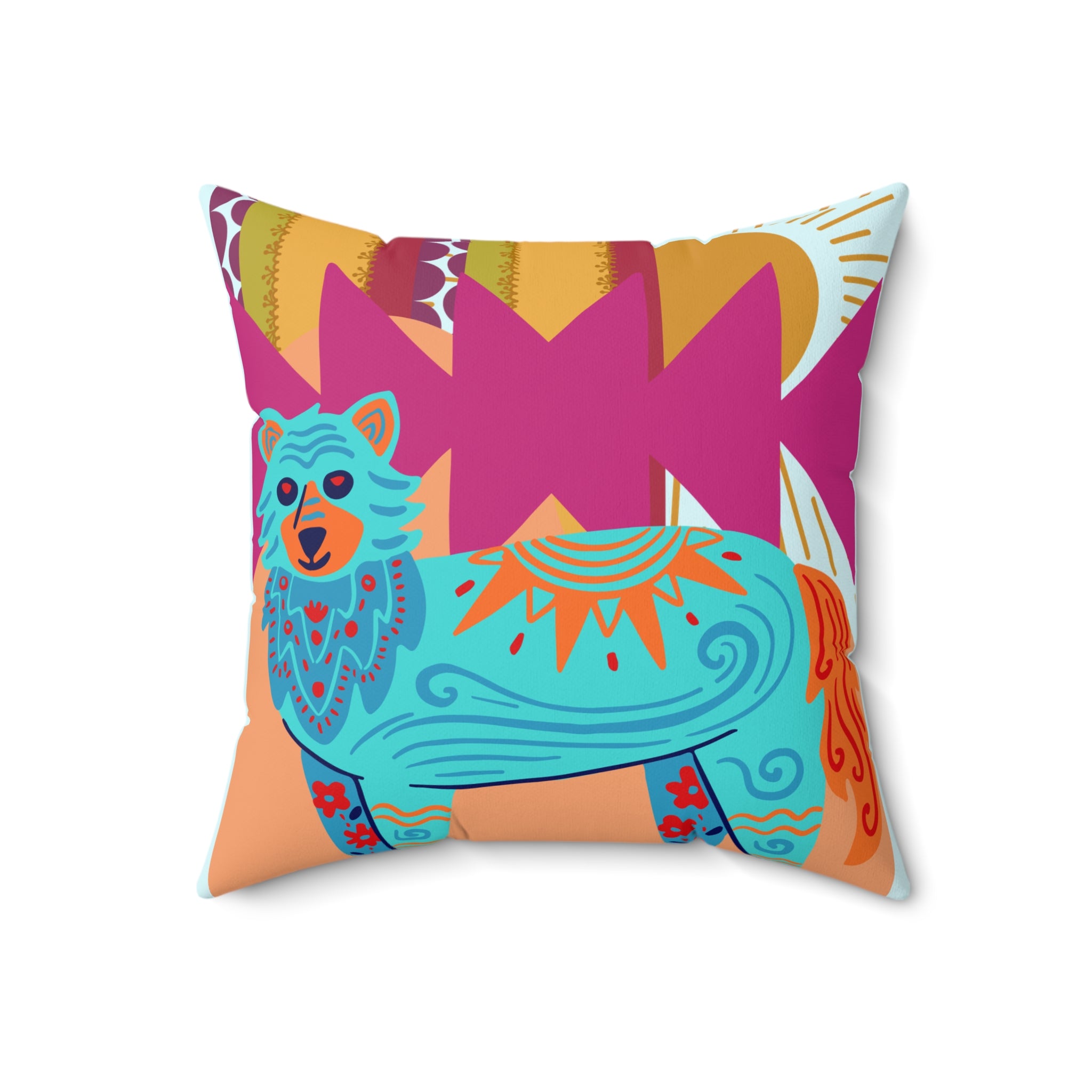 Throw Pillow | Boho Folk Art Fox Decorative Pillow