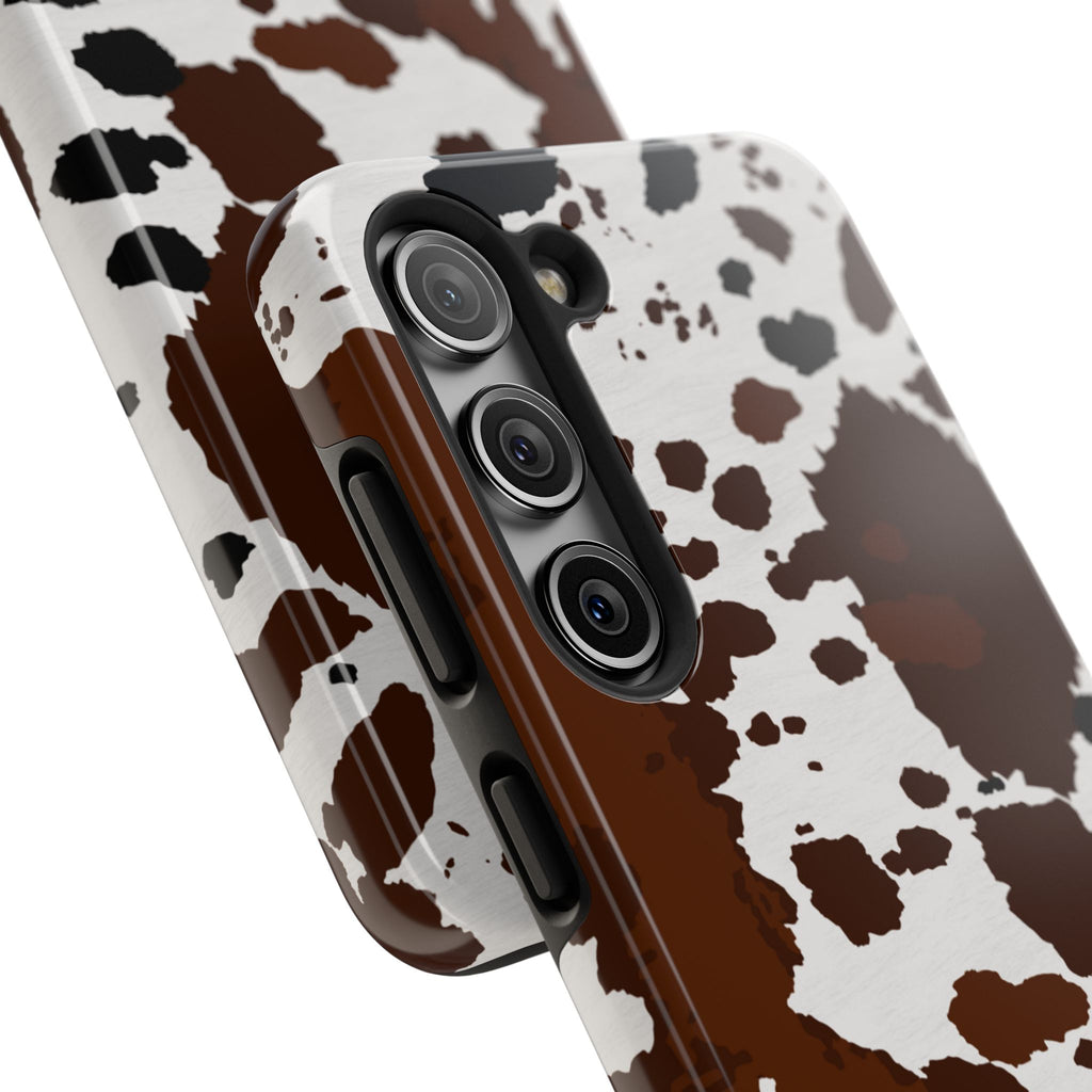 Phone Case | Brown & White Cowhide Pattern Tough Protective Cover