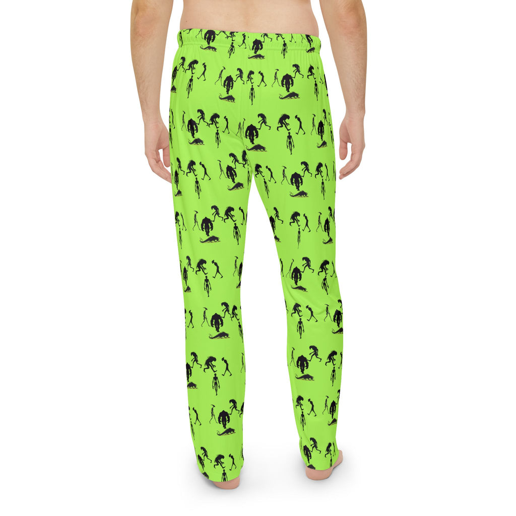 Pajama Pants | Neon Cryptid Lovers Silhouette Men's Lounge Pants