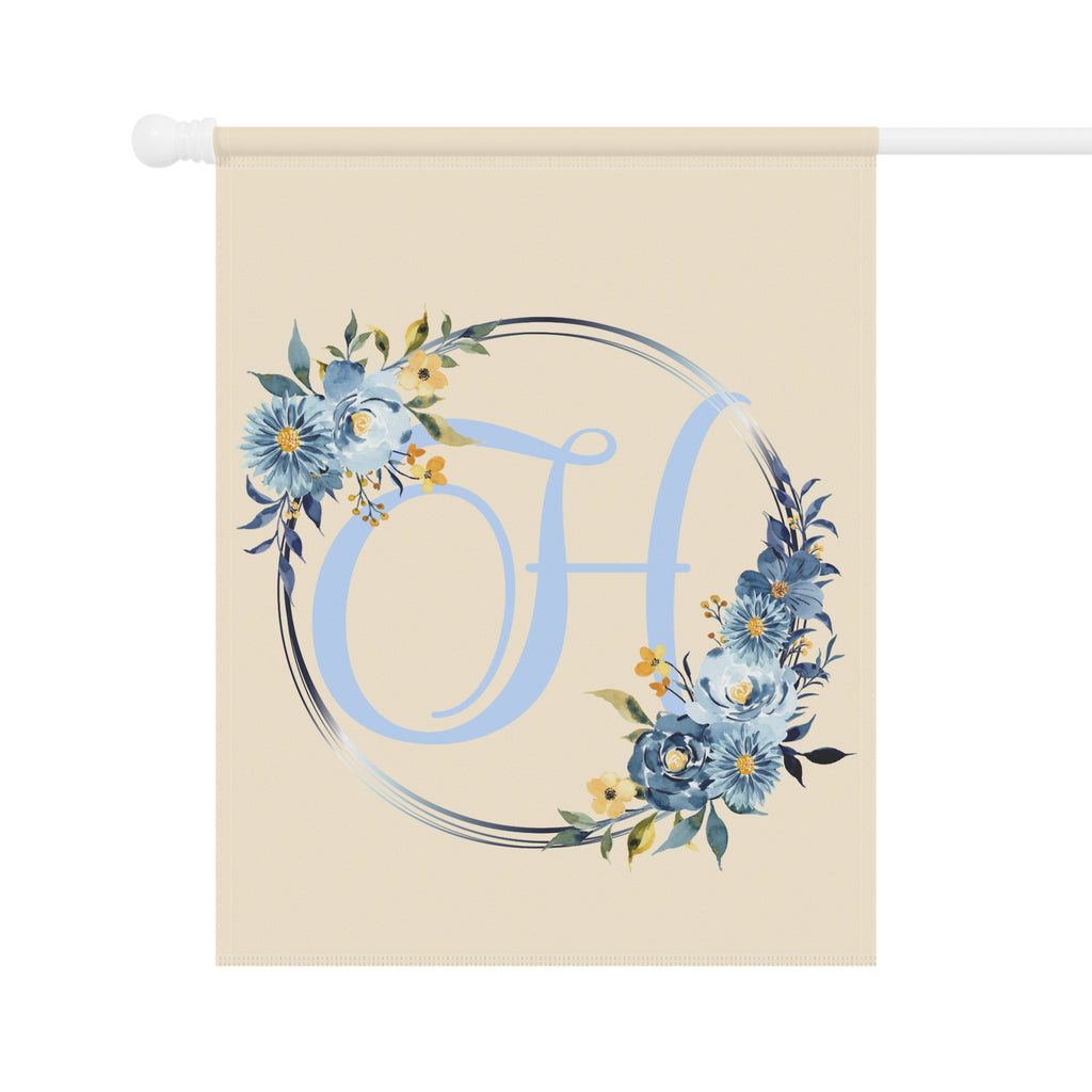 Home & Garden Banner | 'H' Monogram Floral Wreath Flag