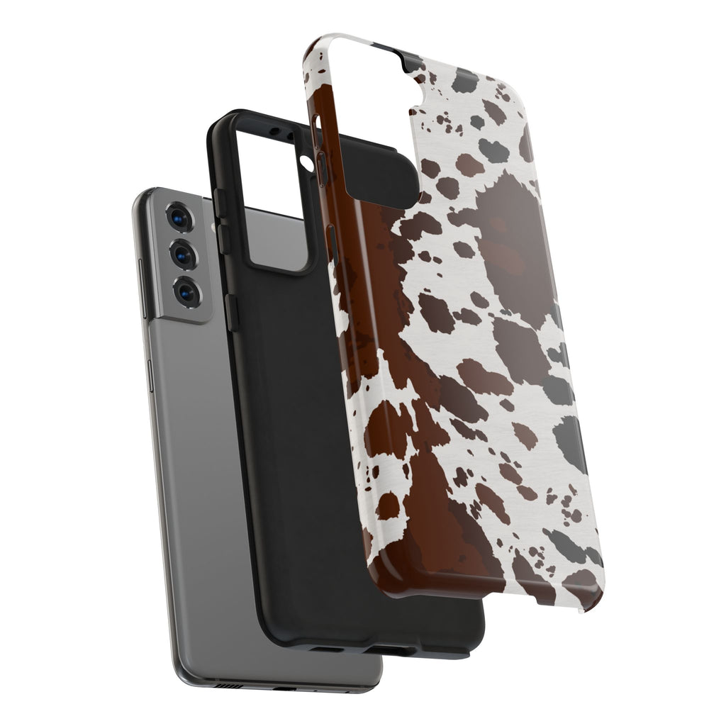 Phone Case | Brown & White Cowhide Pattern Tough Protective Cover