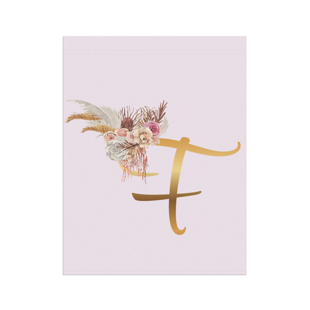 Home & Garden Banner | 'F' Monogram Blush Petals Flag