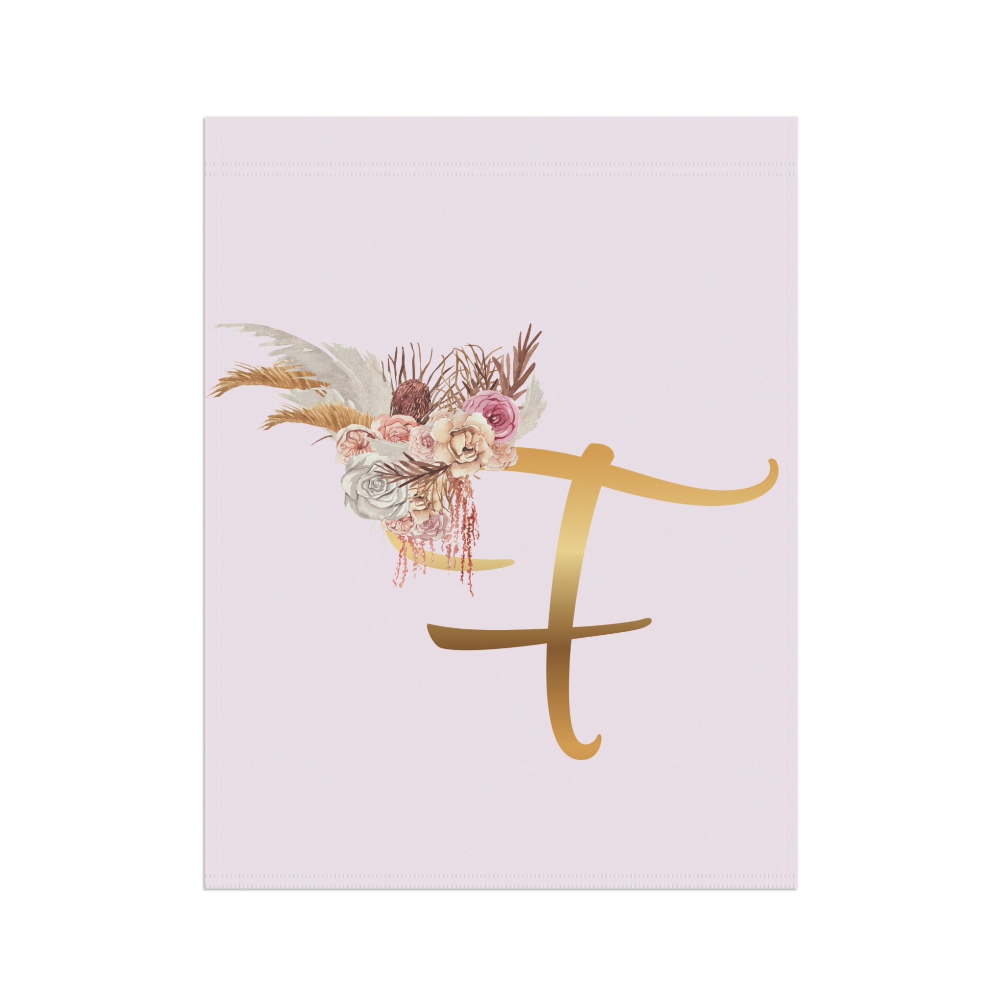 Home & Garden Banner | 'F' Monogram Blush Petals Flag