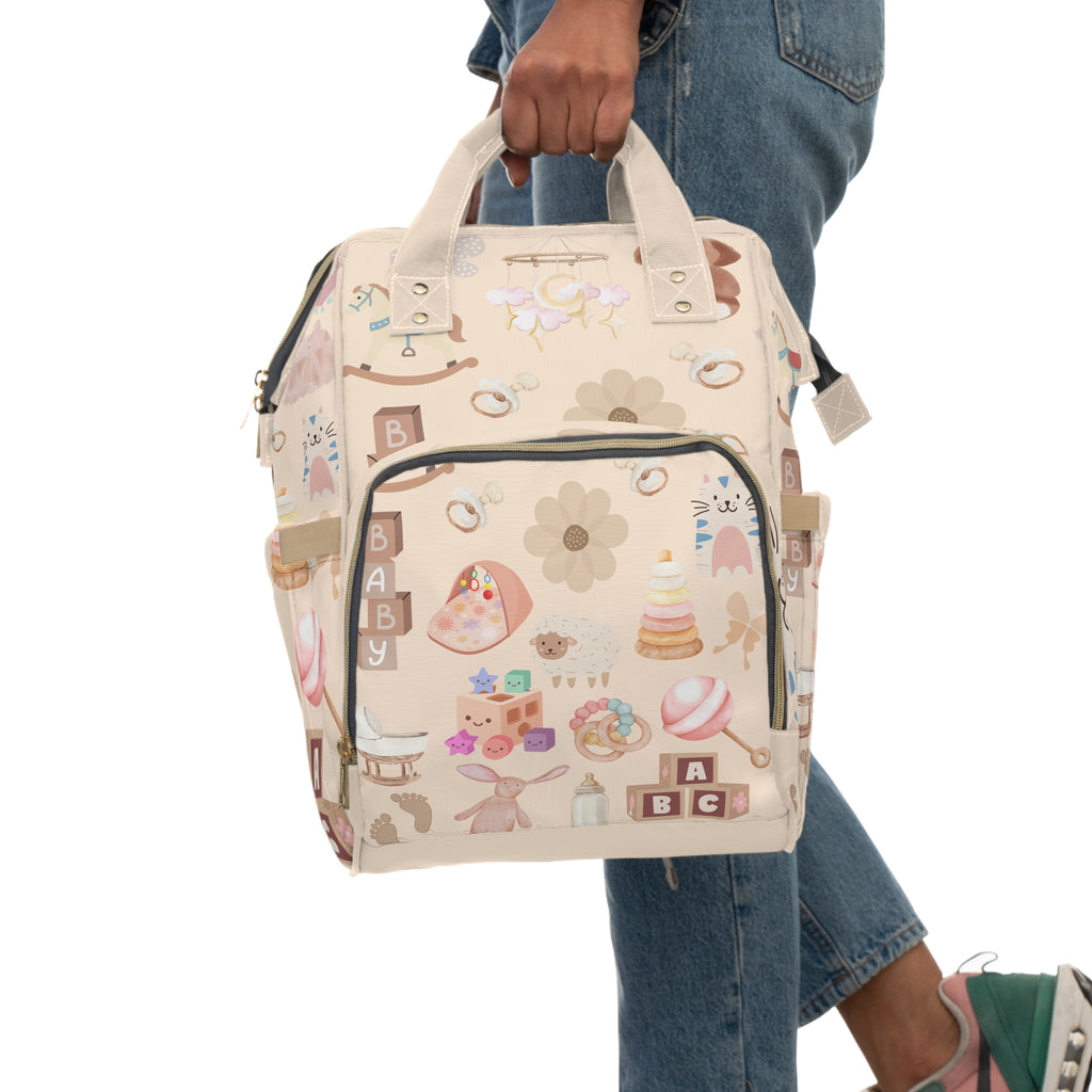 Diaper Backpack | Cute Pastel Nursery Print Multifunctional Diaper Bag