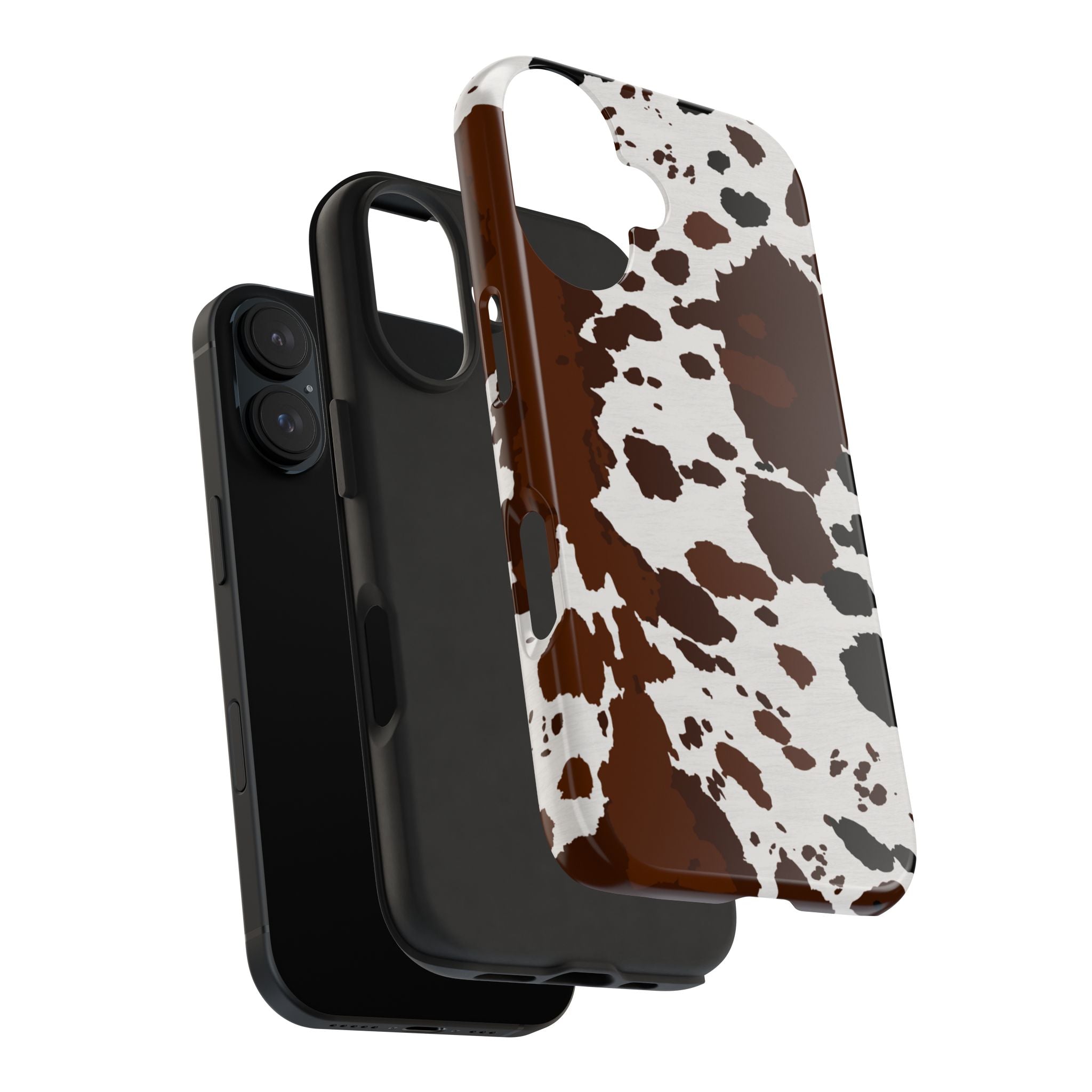 Phone Case | Brown & White Cowhide Pattern Tough Protective Cover