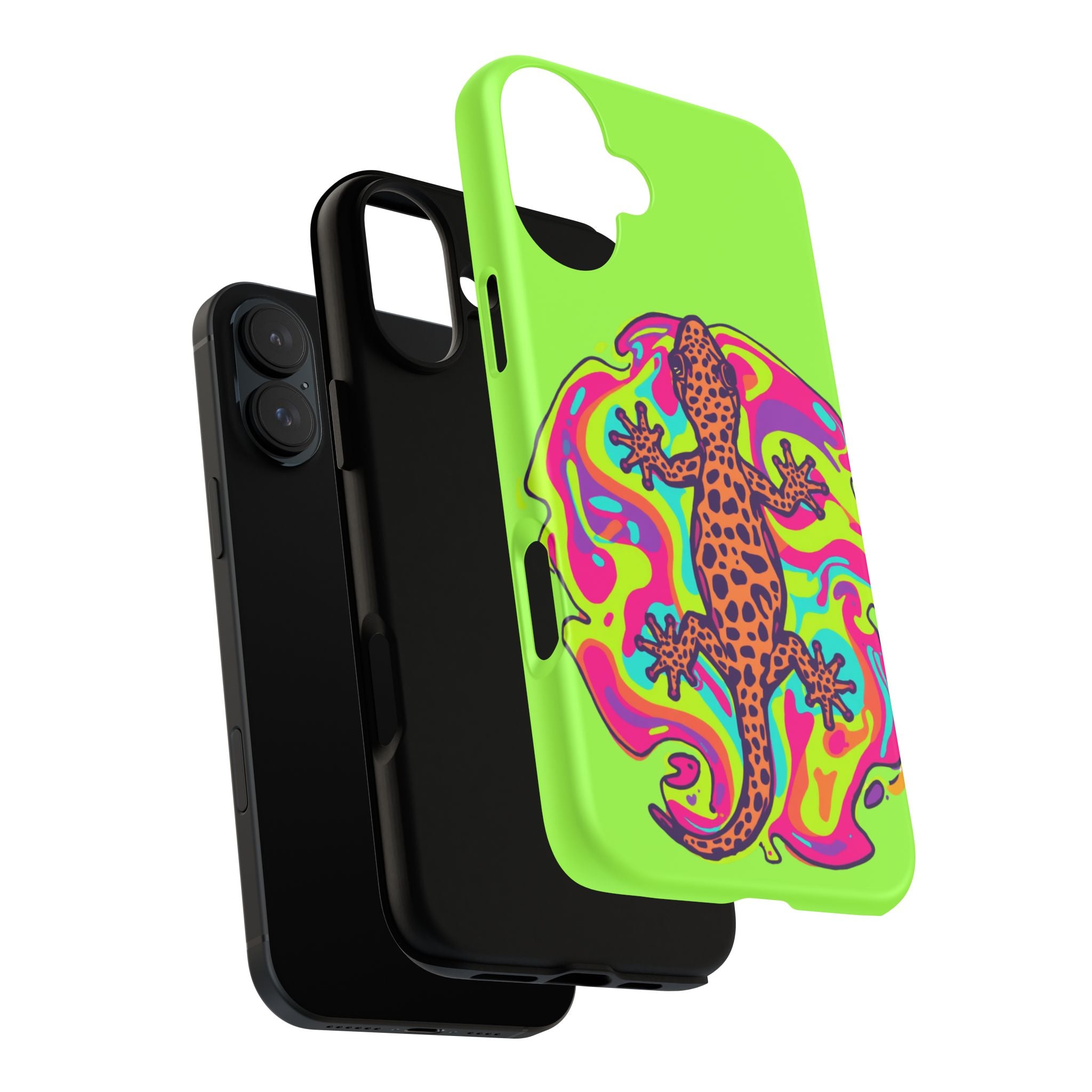 Phone Cases | Neon Leopard Gecko Swirl Phone Case