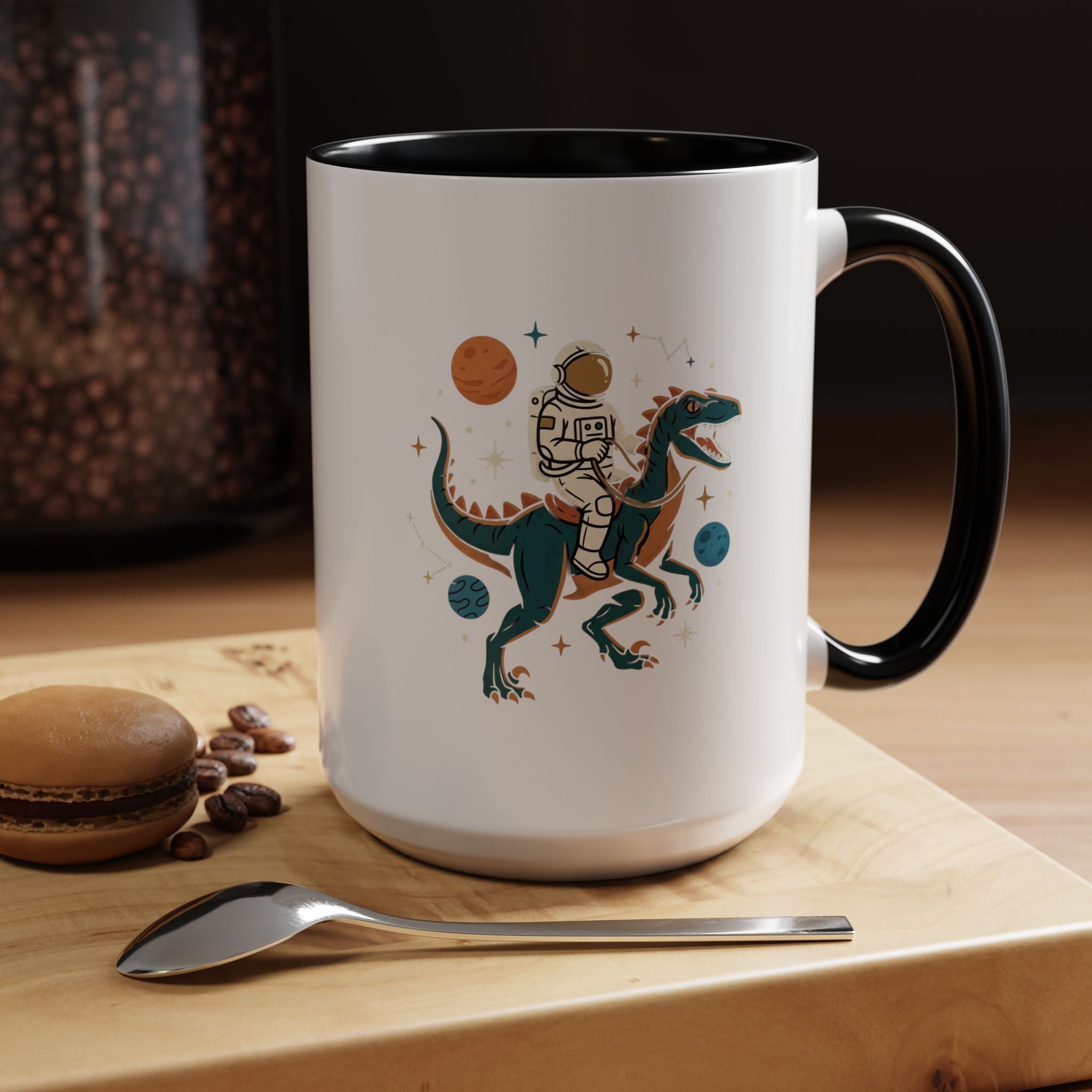 Coffee Mug | Astronaut Riding Velociraptor Accent Mug