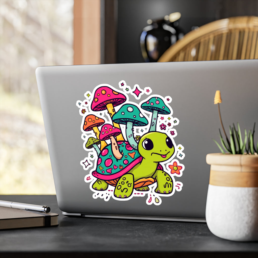Vinyl Decal | Colorful Cute Mushroom Turtle Kiss-Cut Sticker