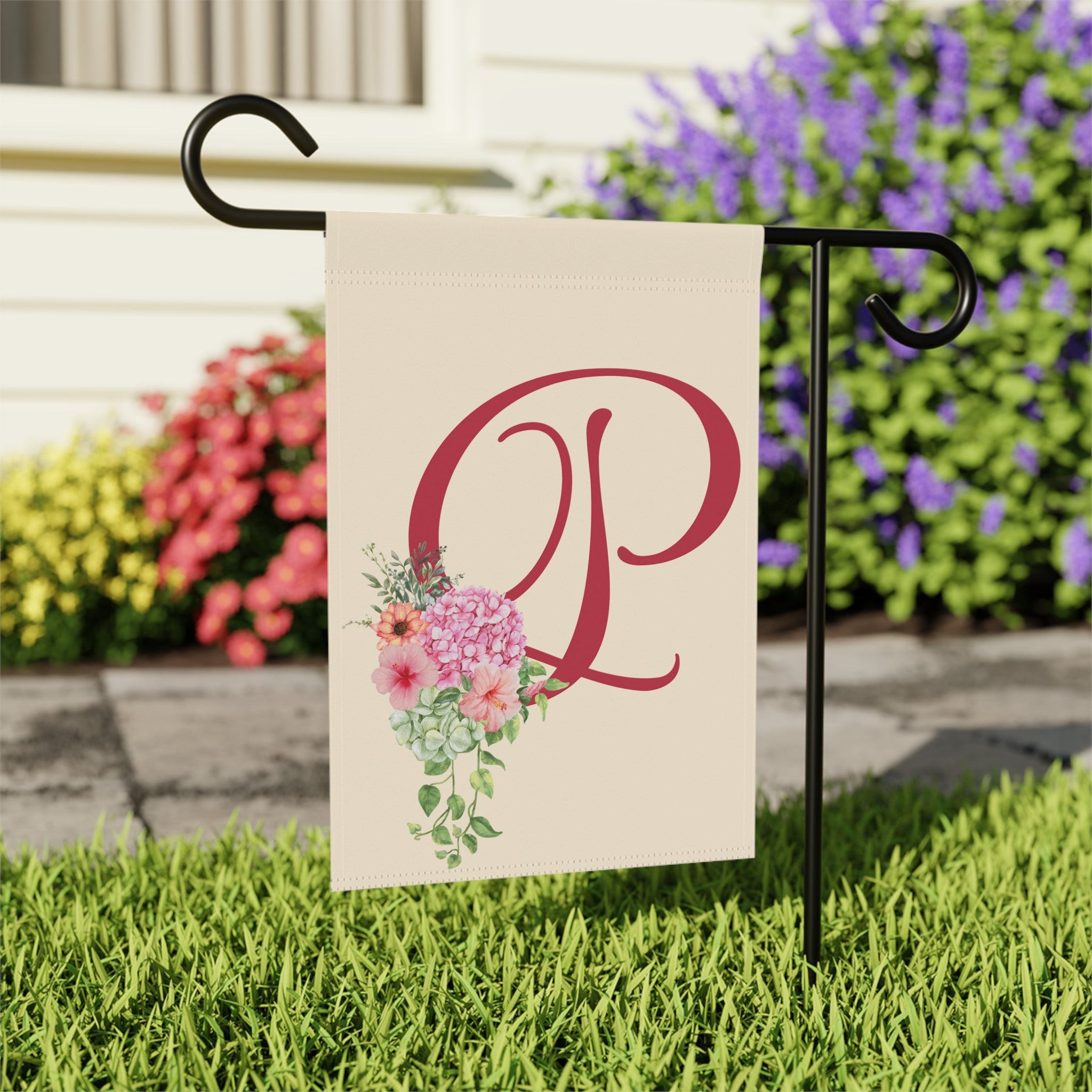 Home & Garden Banner | 'P' Monogram Vivid Elegant Garden Flag