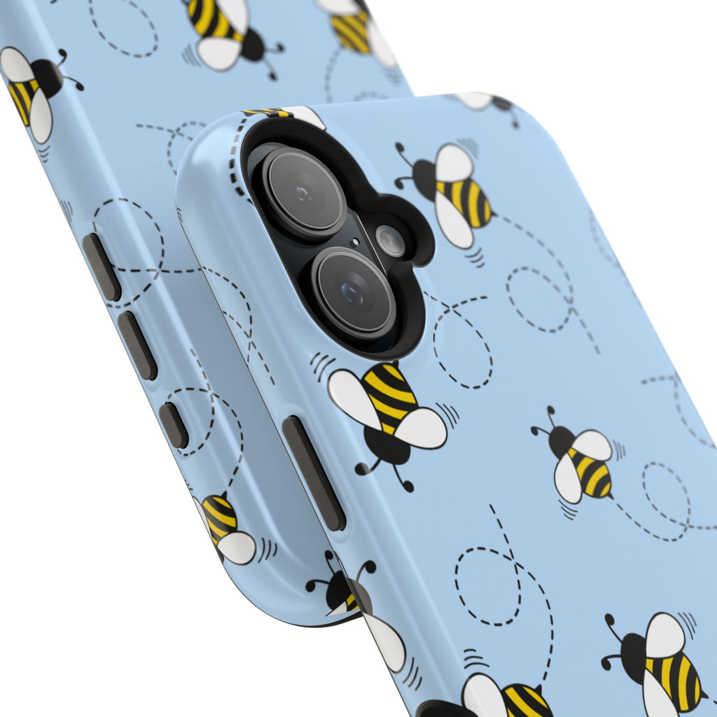 Phone Case | Sky Blue Bee Pattern Magnetic Impact-Resistant Phone Case