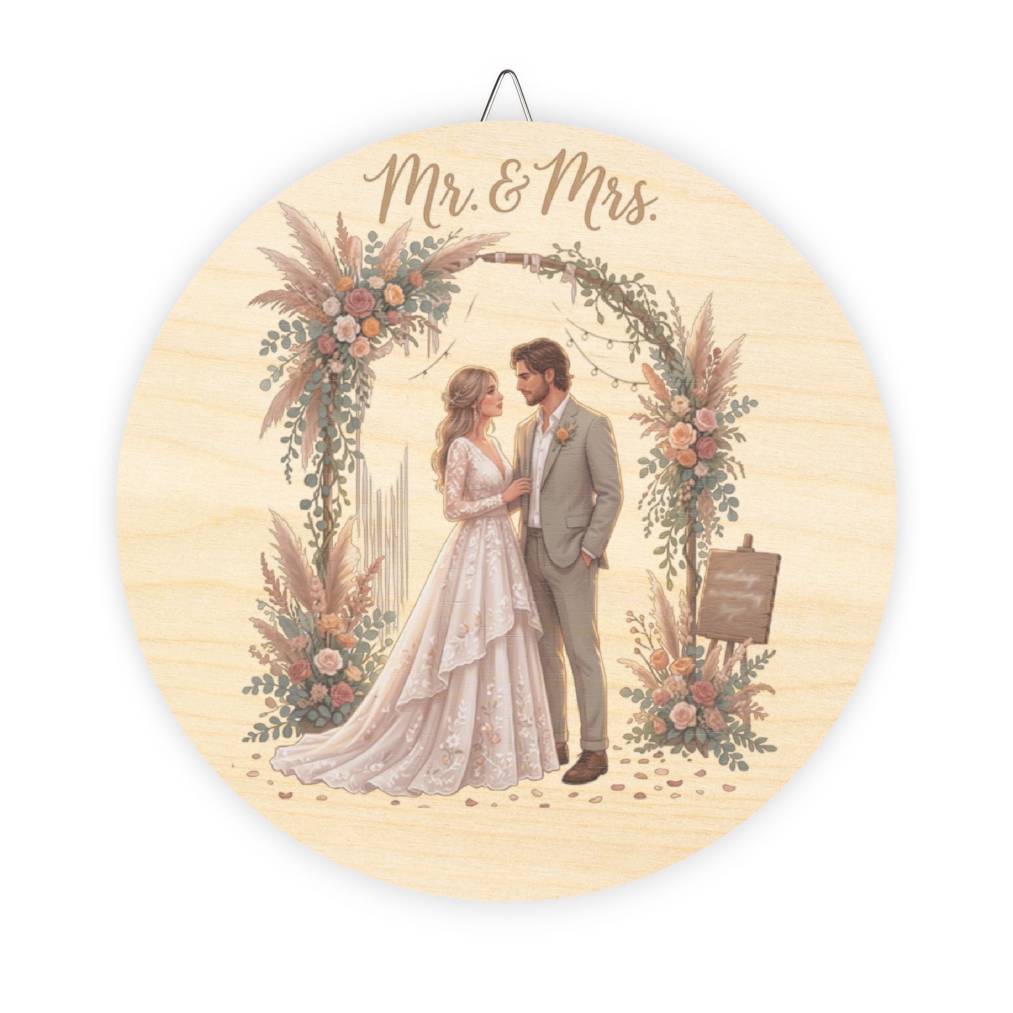 Wood Sign | Round Rustic Mr. & Mrs. Wedding Decor