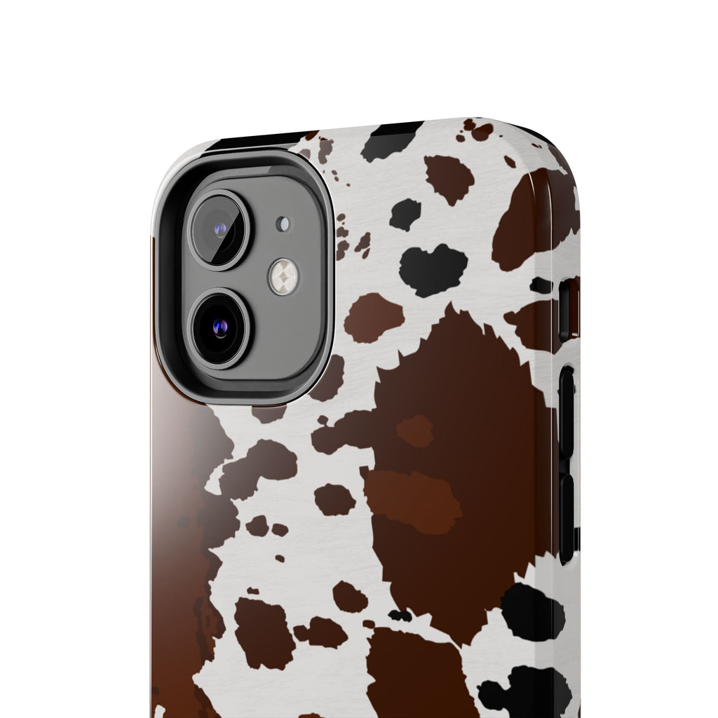 Phone Case | Brown & White Cowhide Pattern Tough Protective Cover