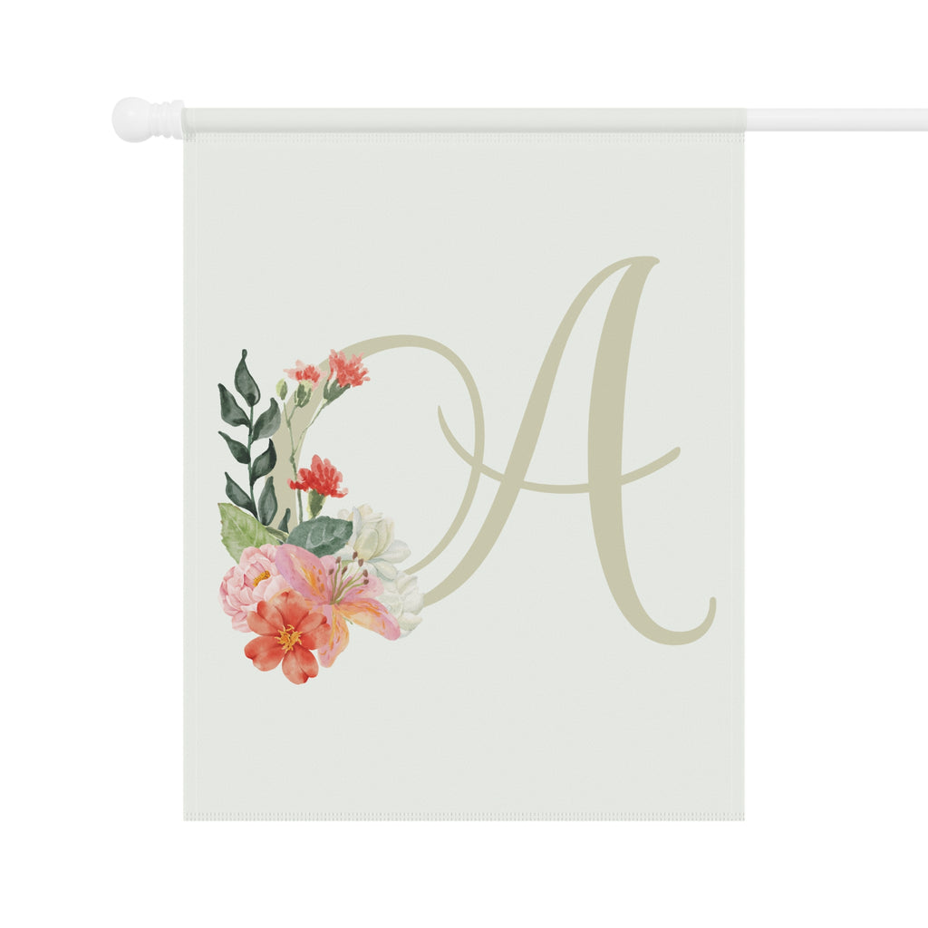Home & Garden Banner | 'A' Monogram Watercolor Blooms Flag