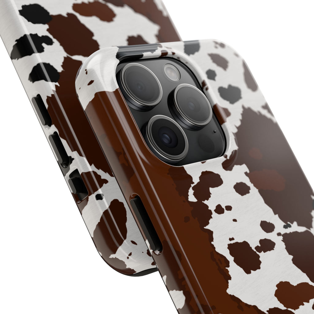 Phone Case | Brown & White Cowhide Pattern Tough Protective Cover