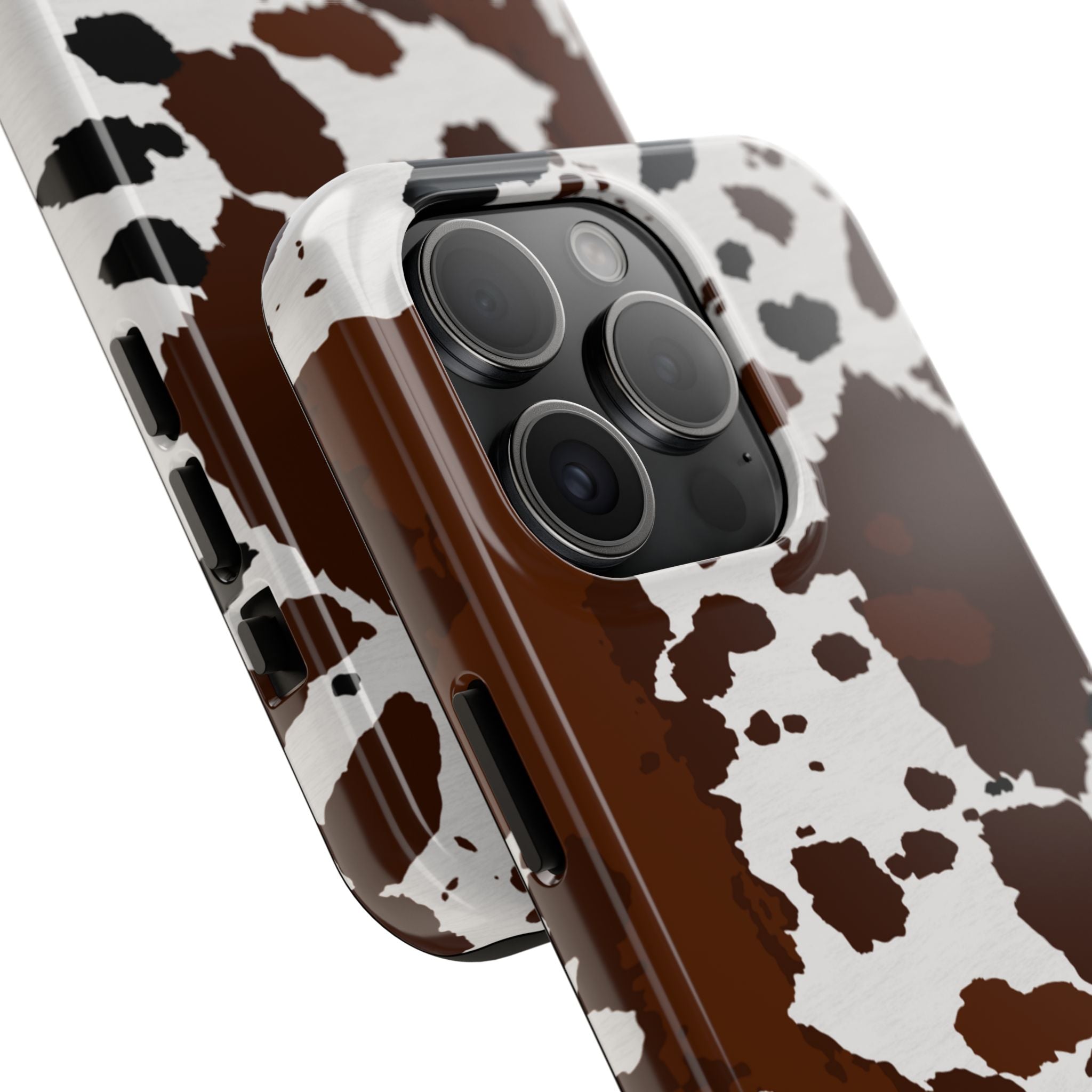 Phone Case | Brown & White Cowhide Pattern Tough Protective Cover