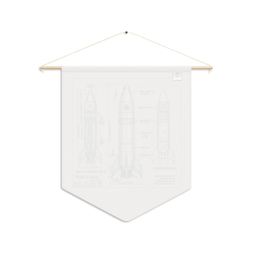 Pennant Banner | Vintage Rocket Blueprint Wall Decor