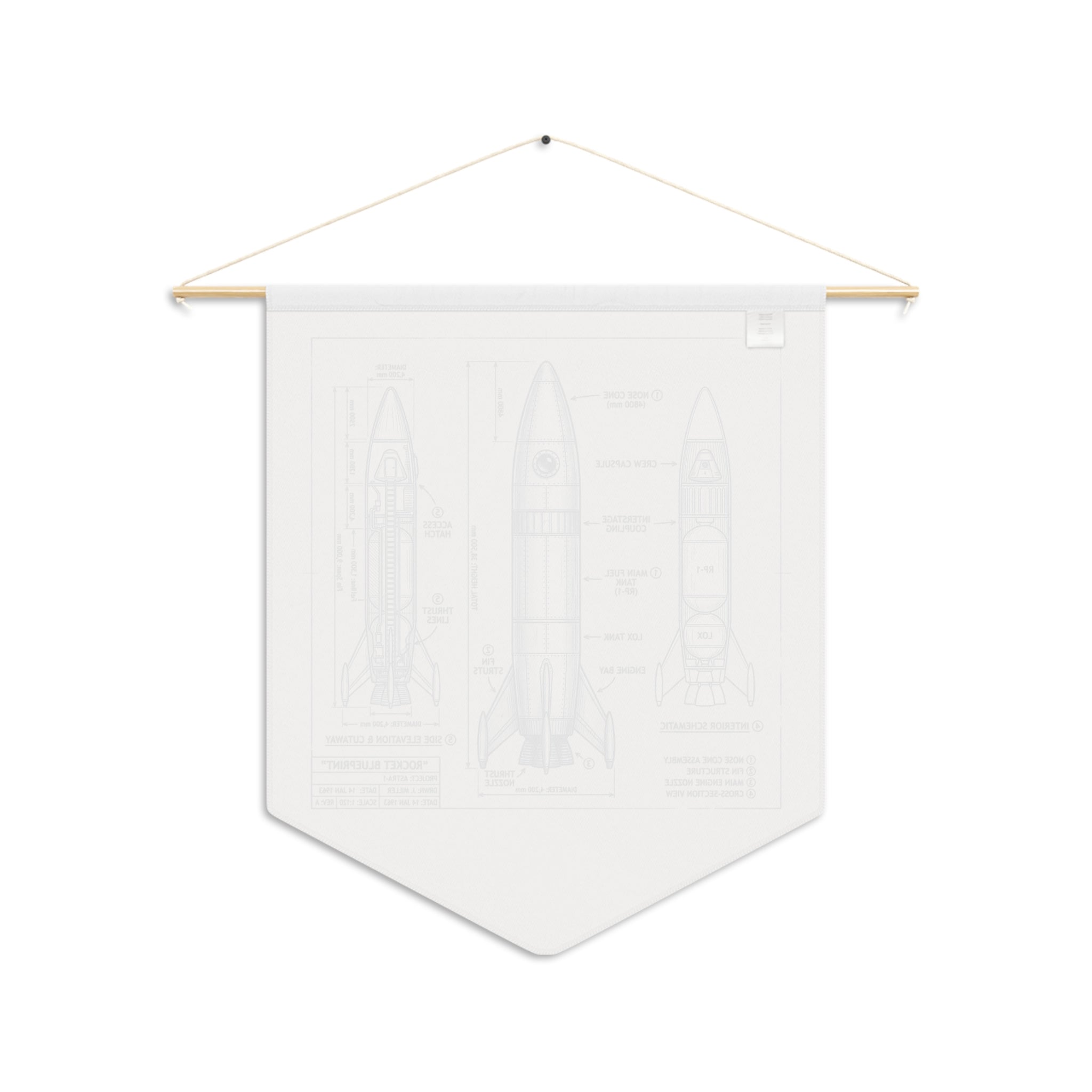 Pennant Banner | Vintage Rocket Blueprint Wall Decor