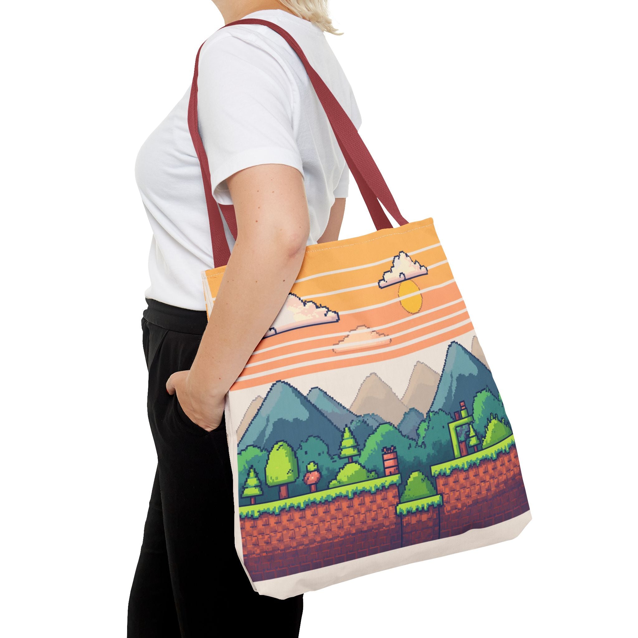 Tote Bag | Pixel Sunset Mountain Gamer Tote