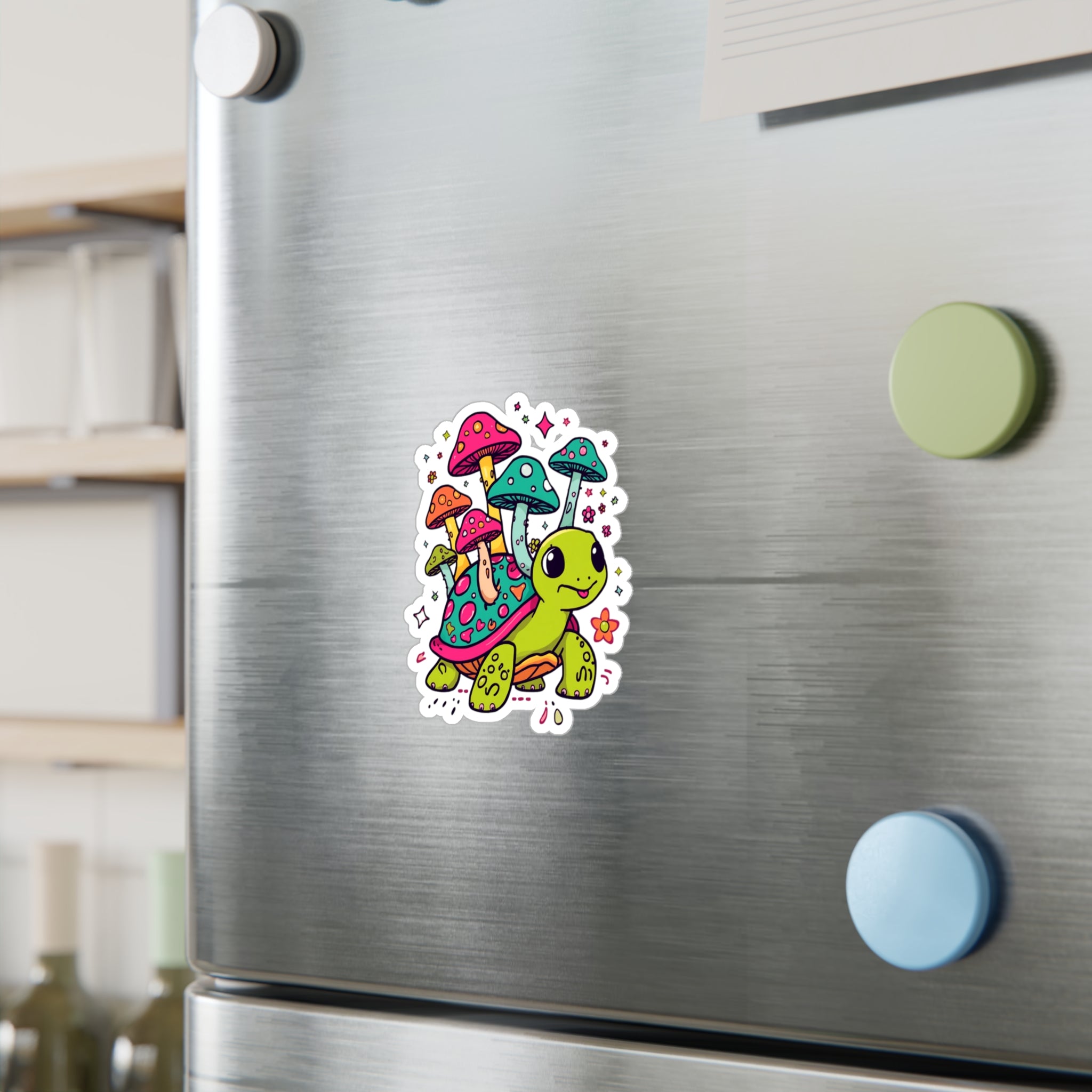 Vinyl Decal | Colorful Cute Mushroom Turtle Kiss-Cut Sticker