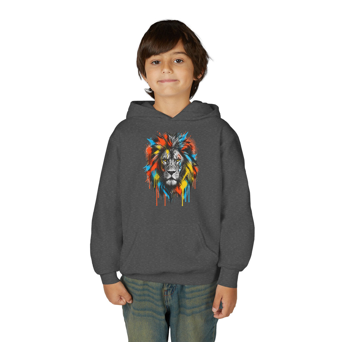 Lion Spirit Paint Drips Youth Hoodie