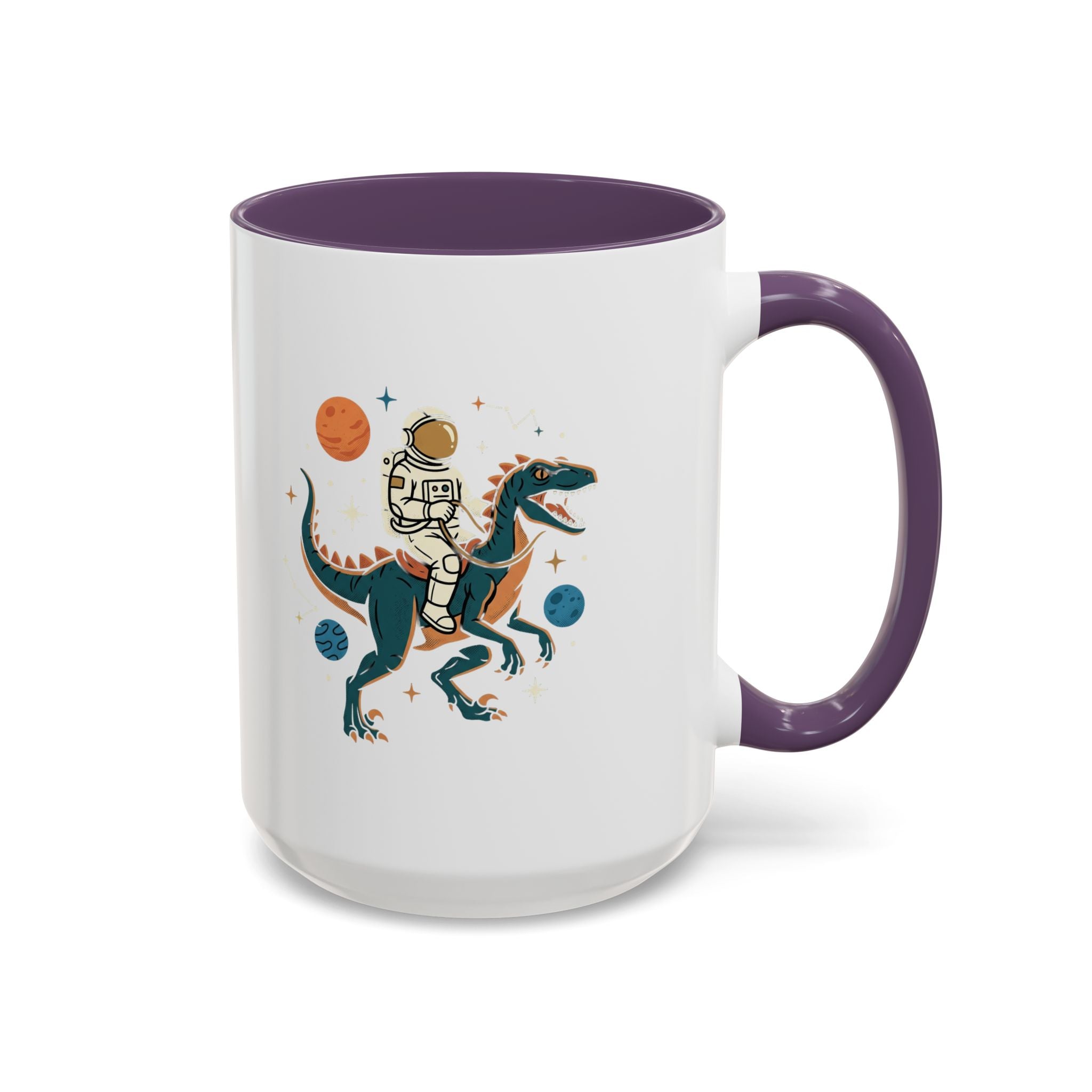 Coffee Mug | Astronaut Riding Velociraptor Accent Mug