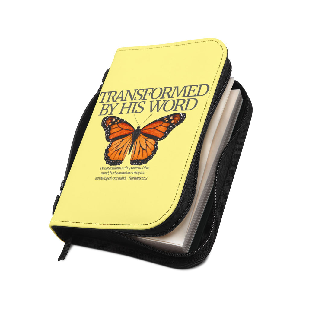 Bible Cover | Scripture 'Transformed By His Word' Butterfly Zippered Case