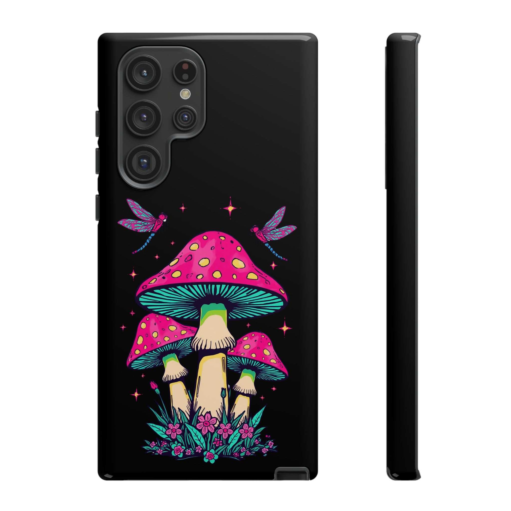 Phone Cases | Colorful Mushroom and Dragonfly Print Tough Case