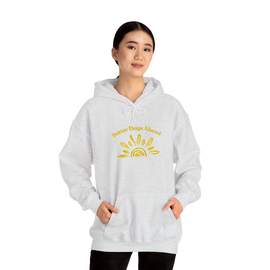 Hoodie | ‘Better Days Ahead’ Above a Sunrise  Embroidered Graphic
