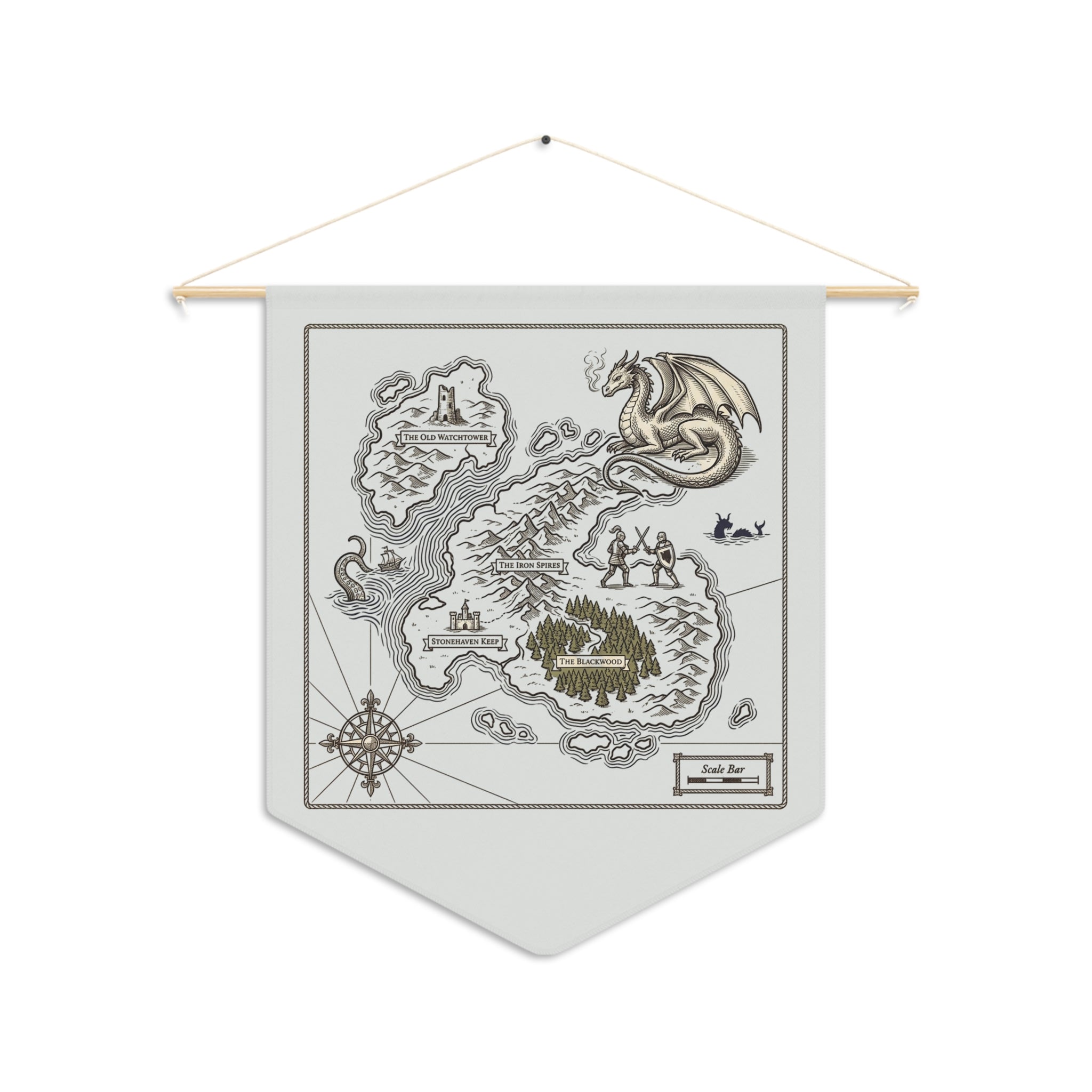 Pennant Banner | Fantasy Map — Dragon Island Wall Art