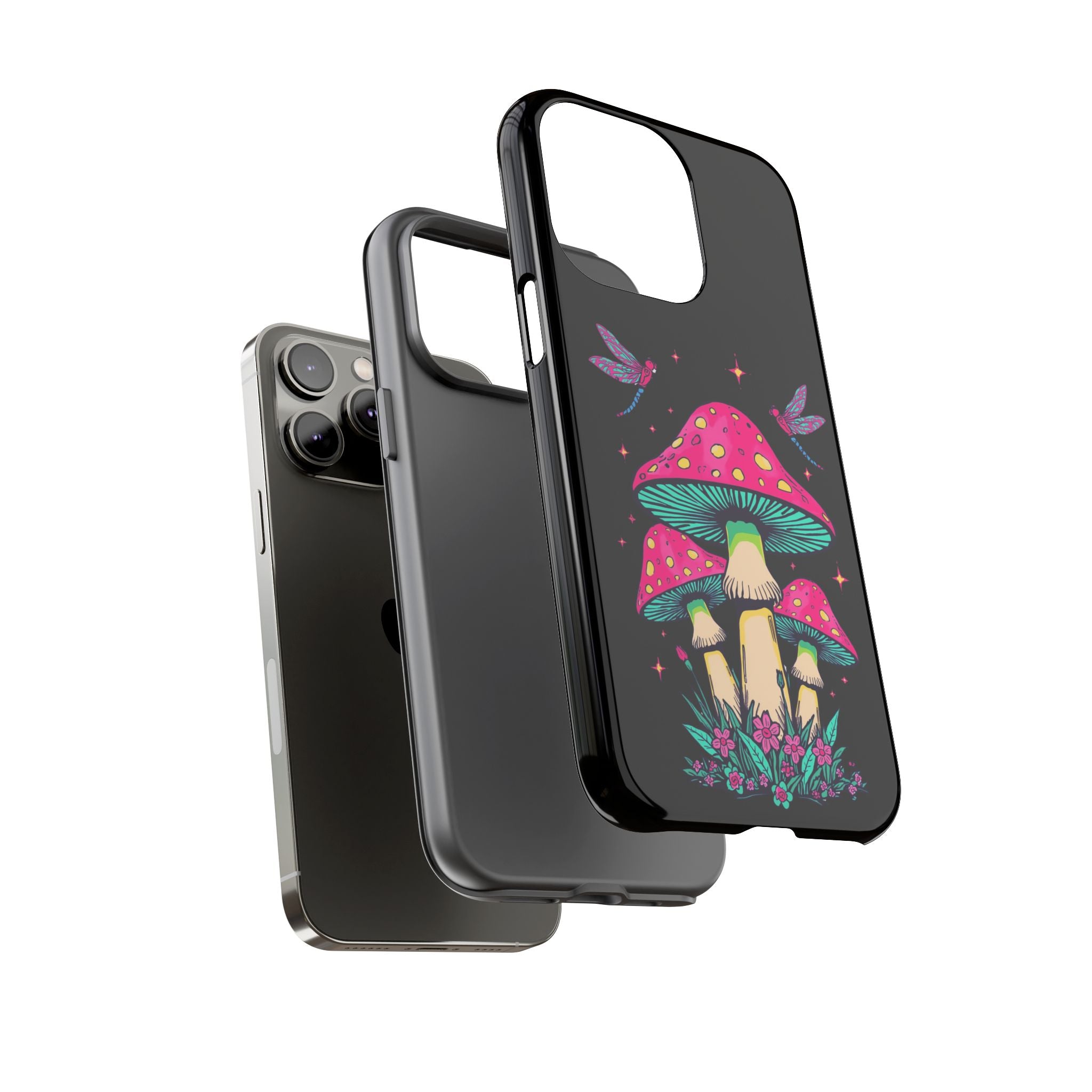 Phone Cases | Colorful Mushroom and Dragonfly Print Tough Case