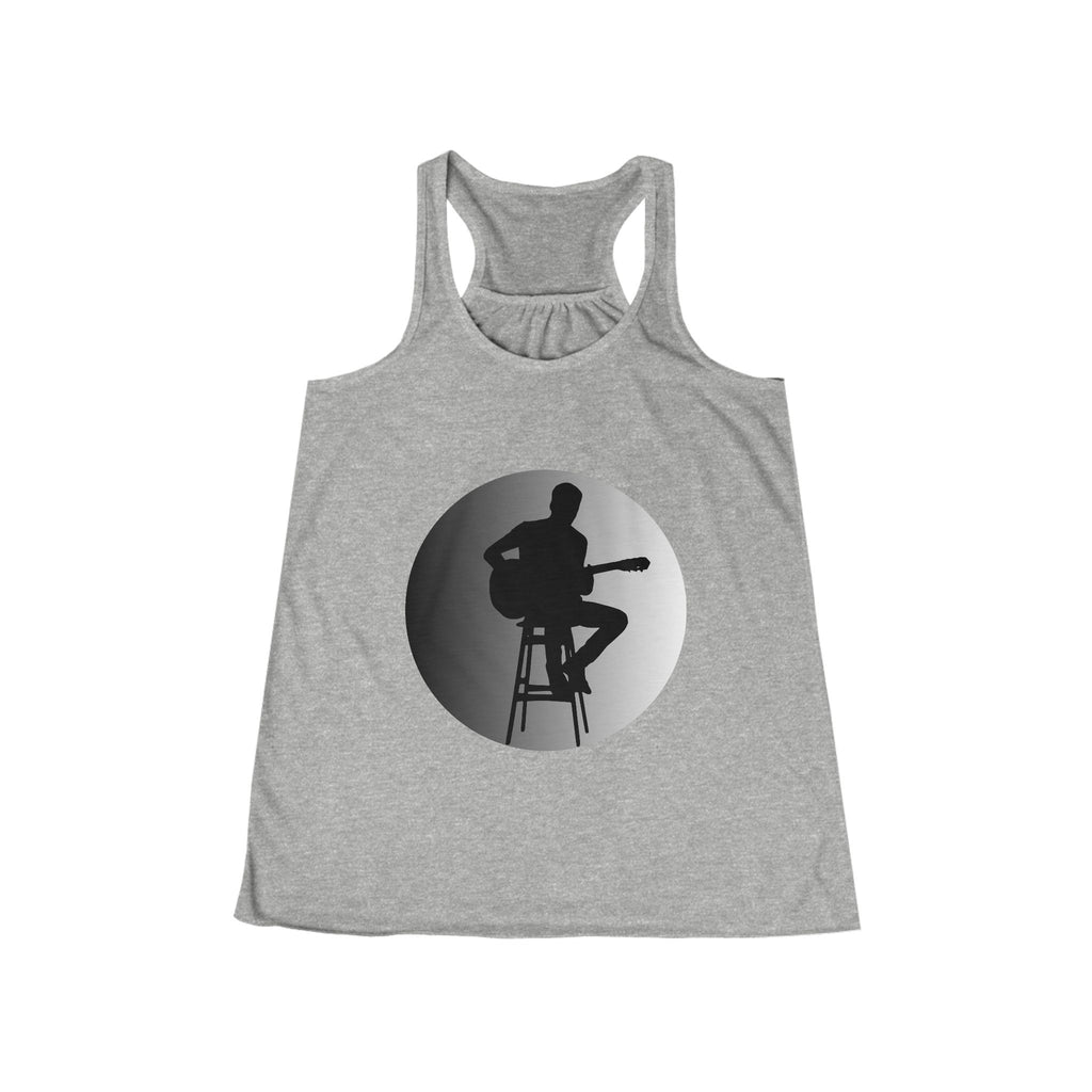 Music Lover Guitarist Silhouette Flowy Racerback Tank Top