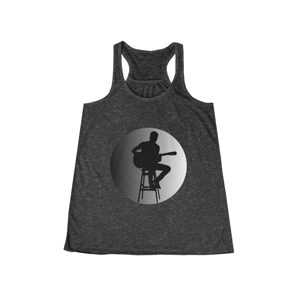Music Lover Guitarist Silhouette Flowy Racerback Tank Top